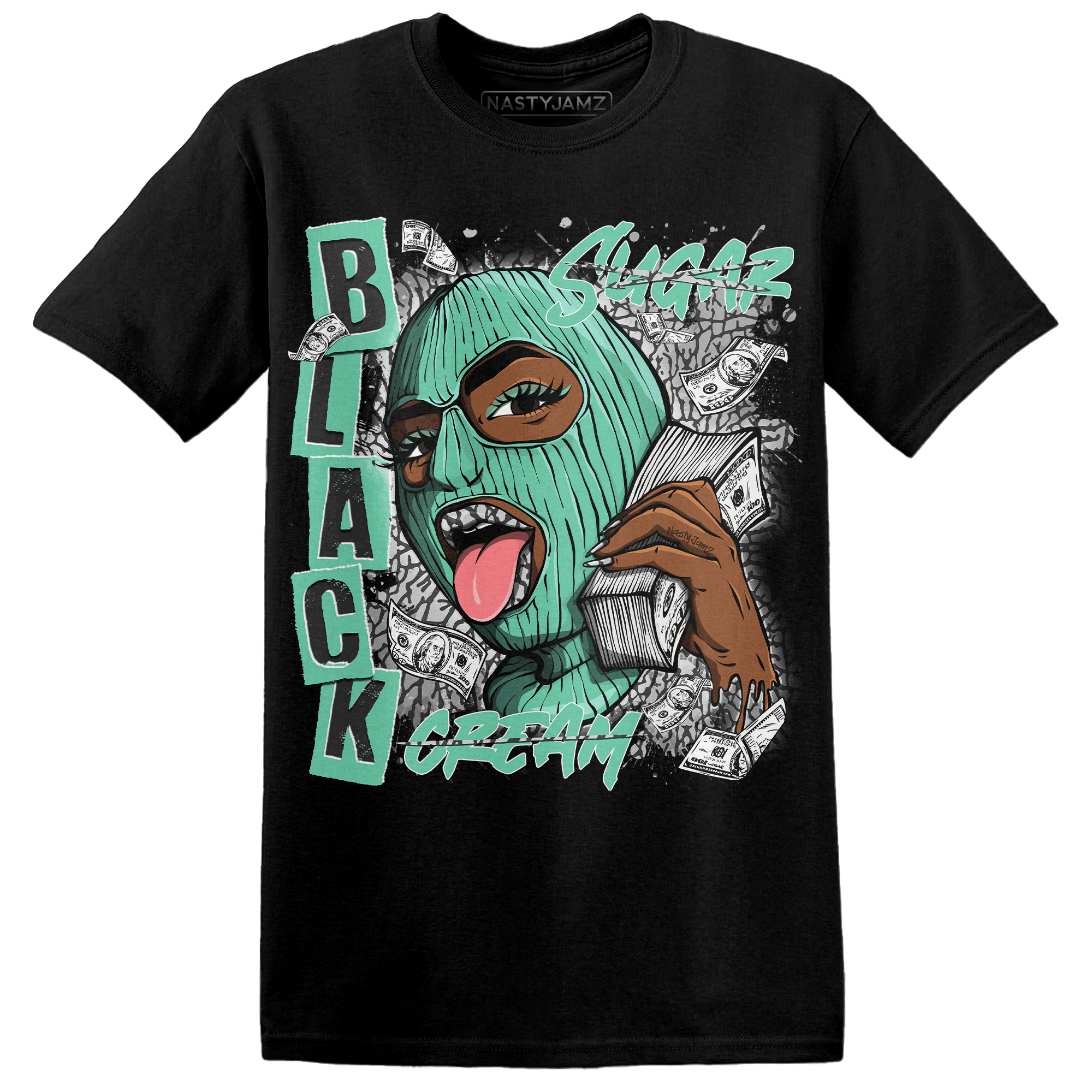 Green Glow 3s T Shirt Match No Sugar No Cream - NastyJamz