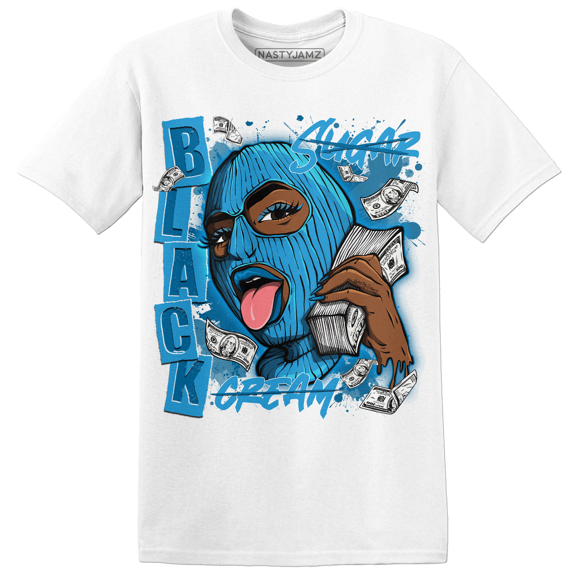 Powder Blue 9s T Shirt Match No Sugar No Cream - NastyJamz