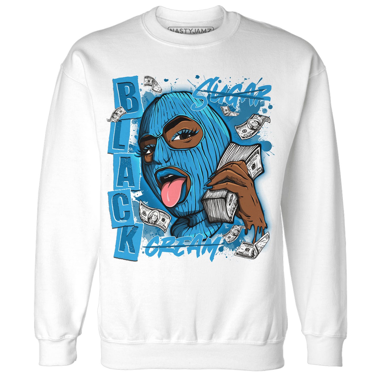 Powder Blue 9s Sweatshirt Match No Sugar No Cream - NastyJamz