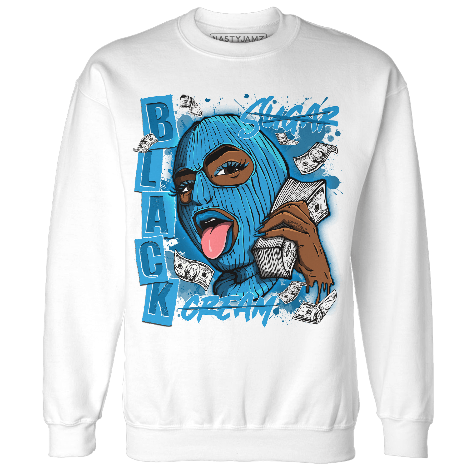 Powder Blue 9s Sweatshirt Match No Sugar No Cream - NastyJamz