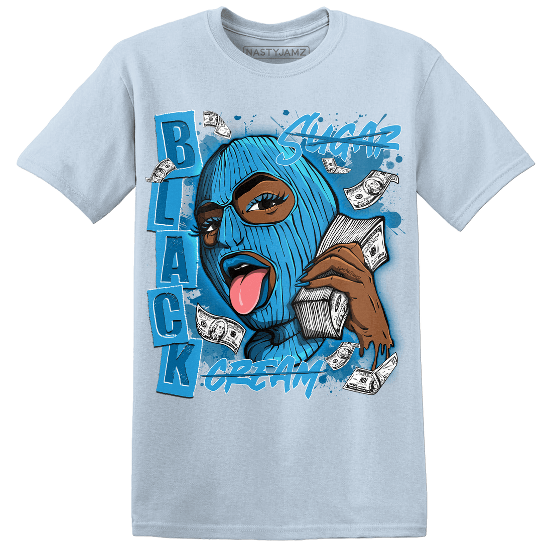 Powder Blue 9s T Shirt Match No Sugar No Cream - NastyJamz