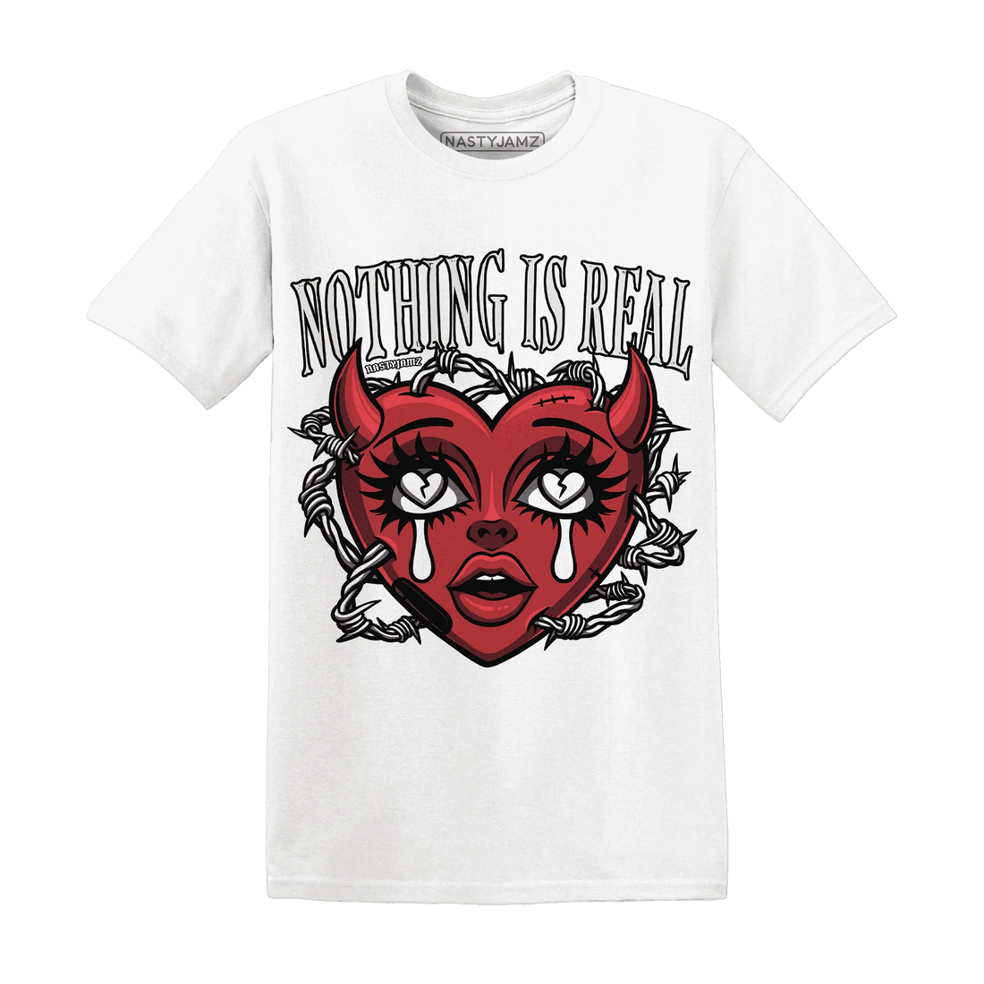 Black-Toe-Reimagined-Red-White-1s-T-Shirt-Match-Nothing-Is-Real