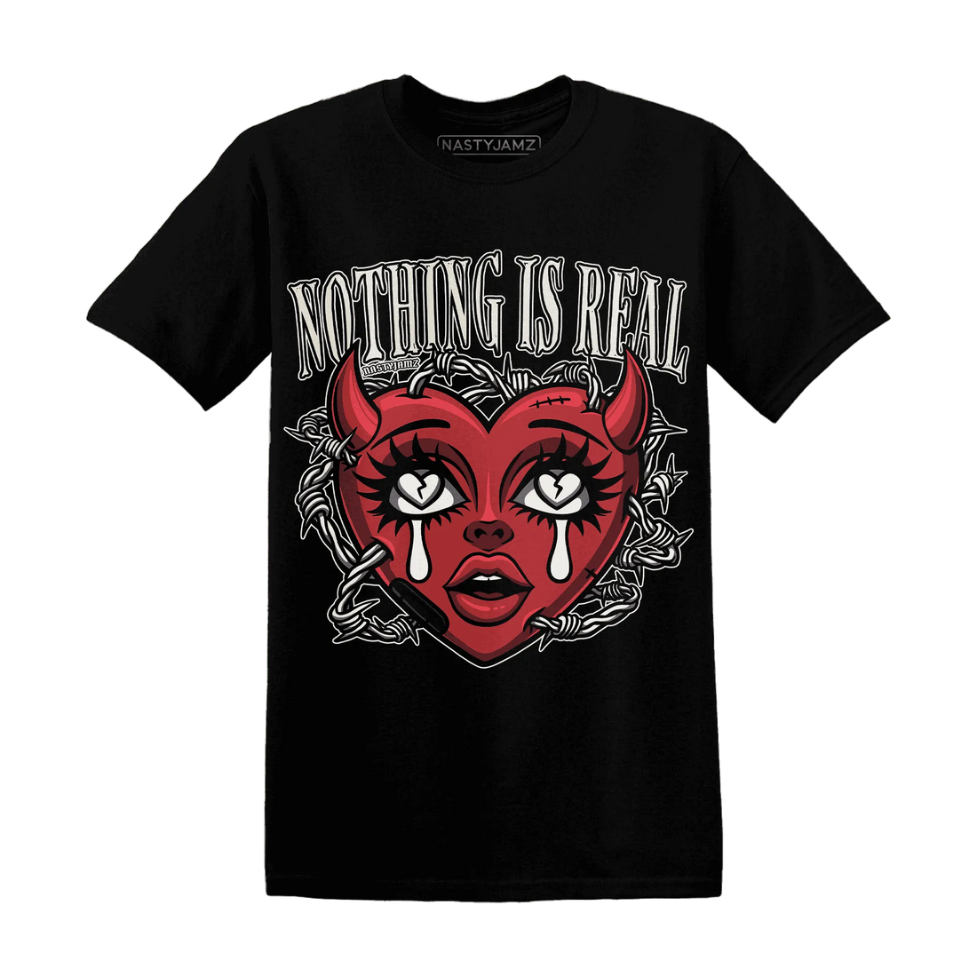 Black-Toe-Reimagined-Red-White-1s-T-Shirt-Match-Nothing-Is-Real