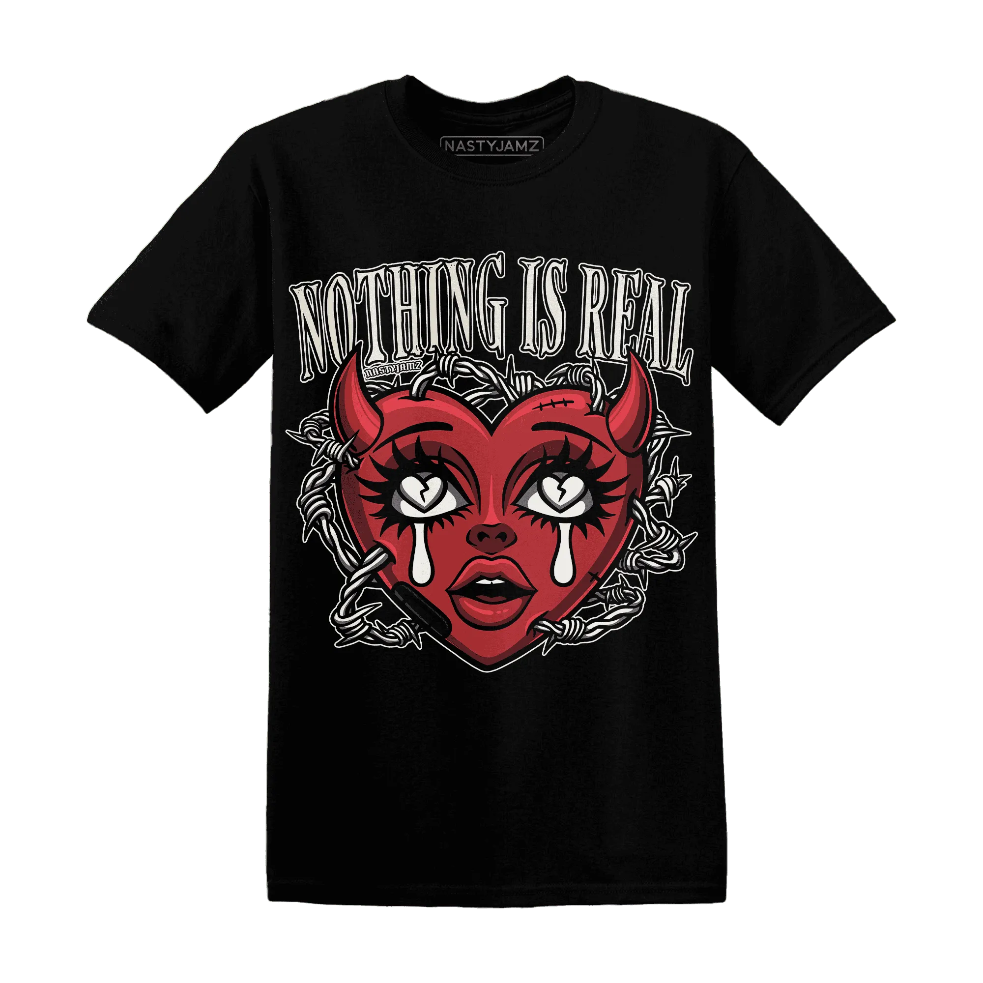 Black-Toe-Reimagined-Red-White-1s-T-Shirt-Match-Nothing-Is-Real