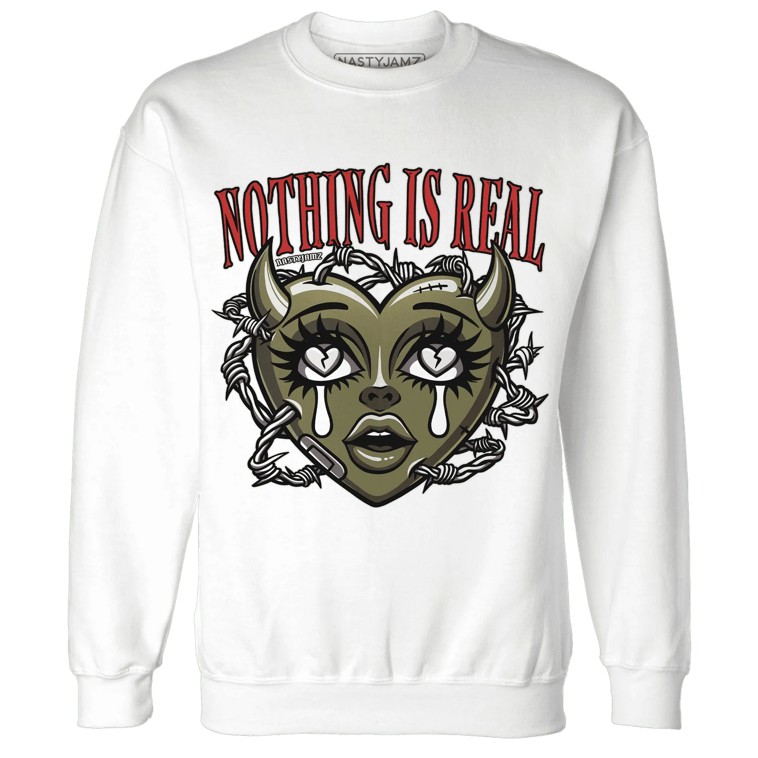Medium-Olive-1s-NastyJamz-Sweatshirt-Match-Nothing-Is-Real