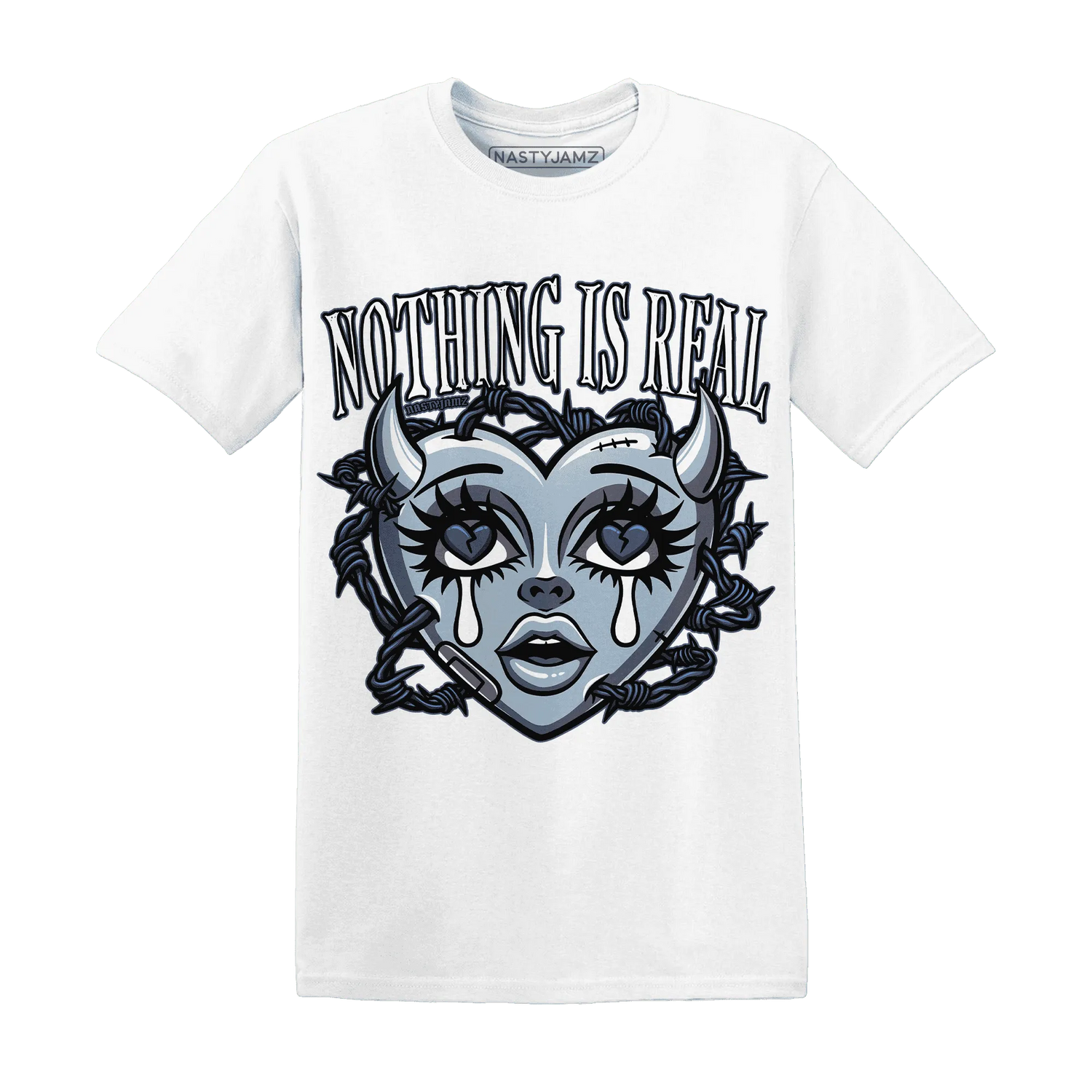 Mid-Diffused-Blue-Grey-1s-T-Shirt-Match-Nothing-Is-Real