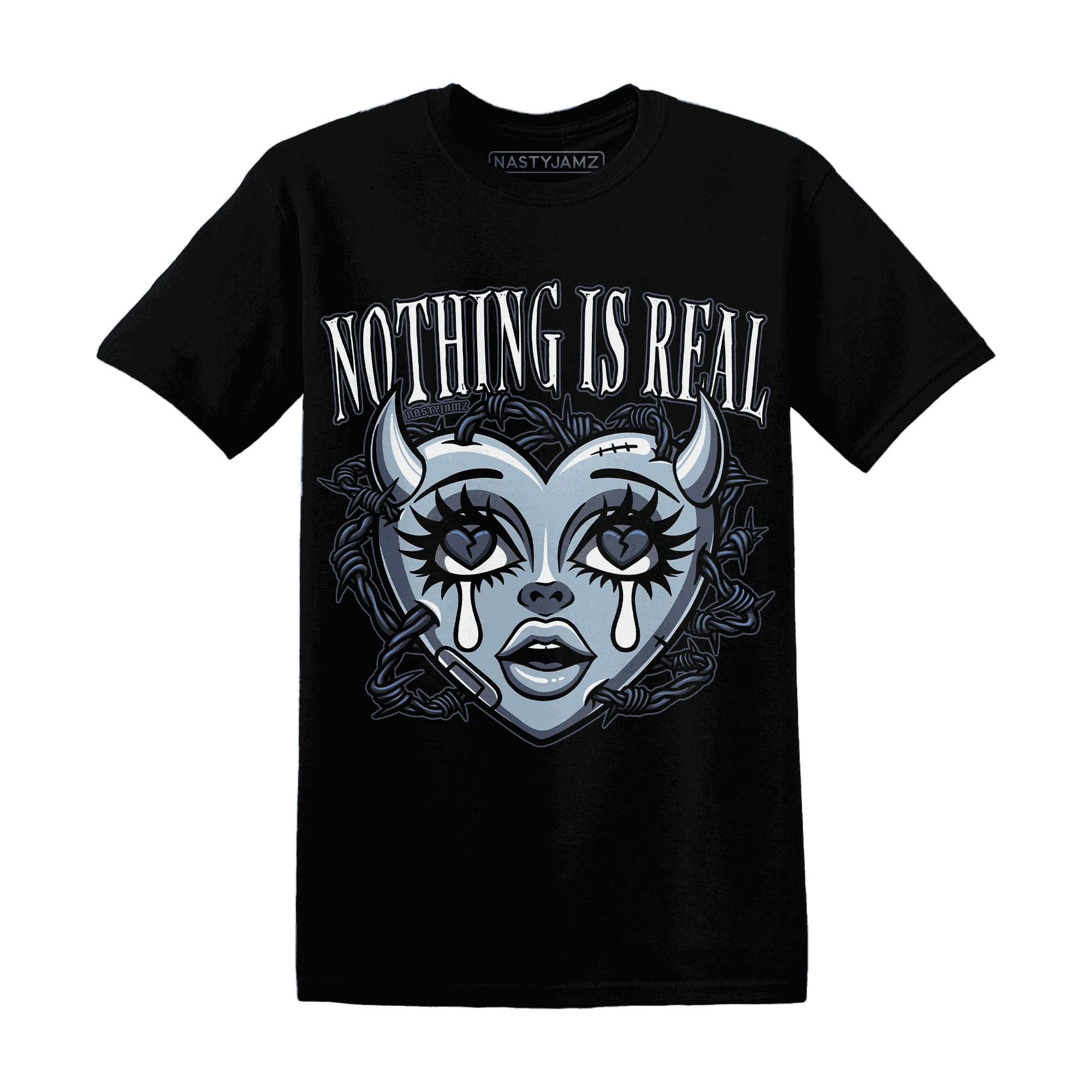 Mid-Diffused-Blue-Grey-1s-T-Shirt-Match-Nothing-Is-Real