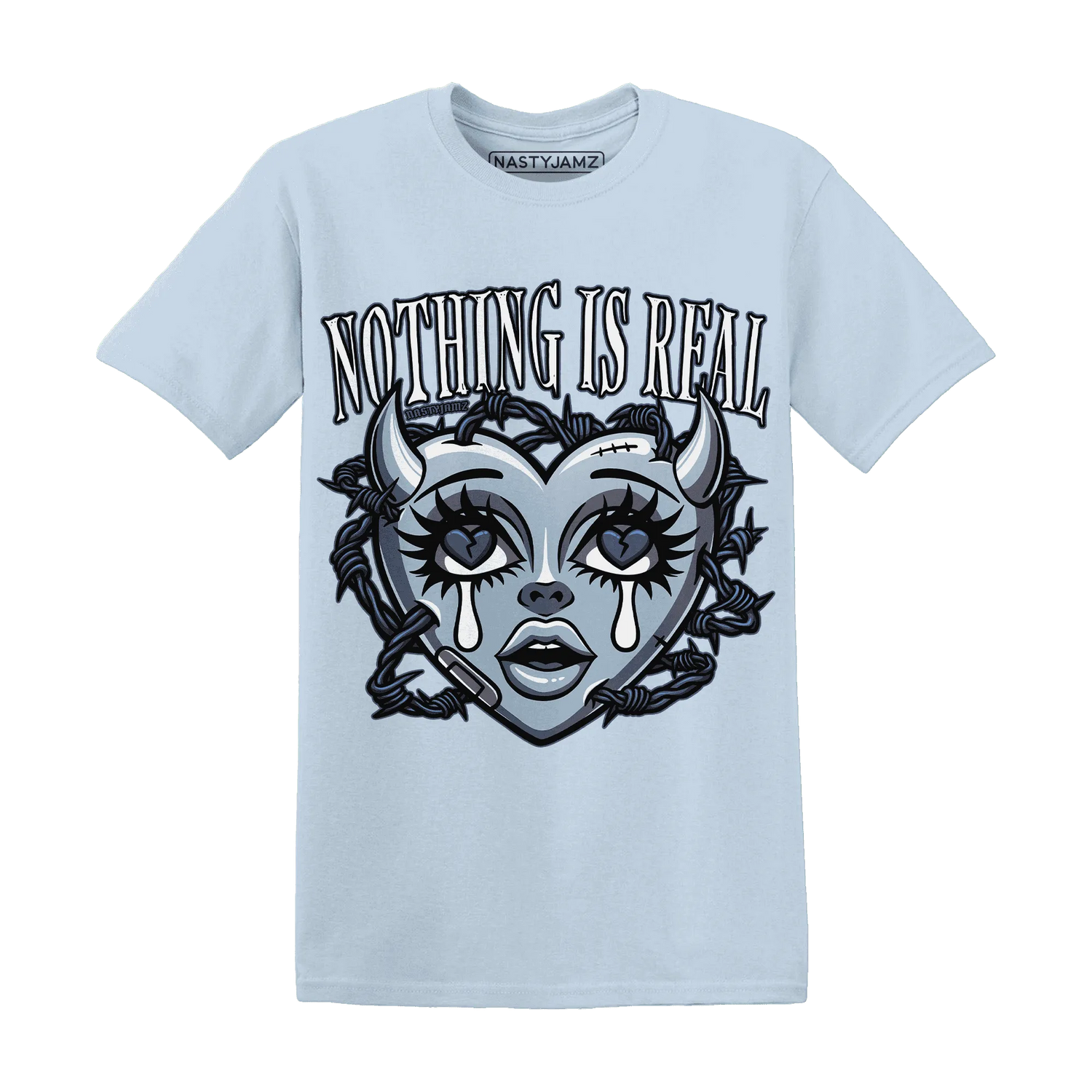 Mid-Diffused-Blue-Grey-1s-T-Shirt-Match-Nothing-Is-Real