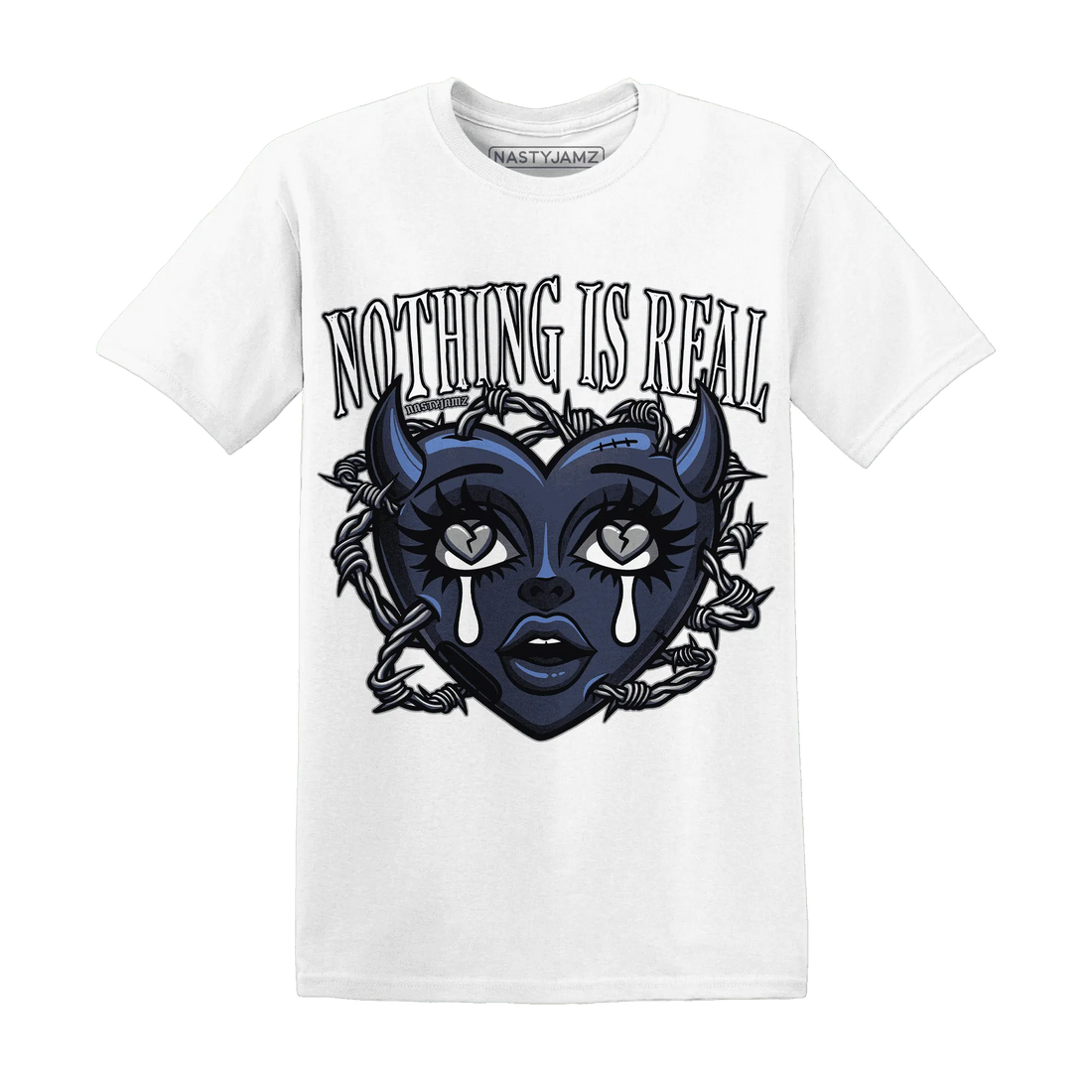 VaporMax-Plus-Midnight-Navy-White-Metallic-Silver-T-Shirt-Match-Nothing-Is-Real