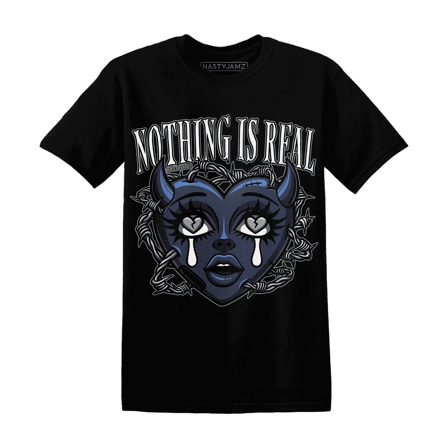 VaporMax-Plus-Midnight-Navy-White-Metallic-Silver-T-Shirt-Match-Nothing-Is-Real