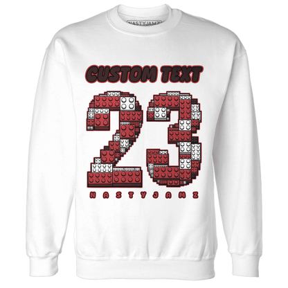 Black-Toe-Reimagined-Red-White-1s-NastyJamz-Sweatshirt-Match-Number-23-Lego