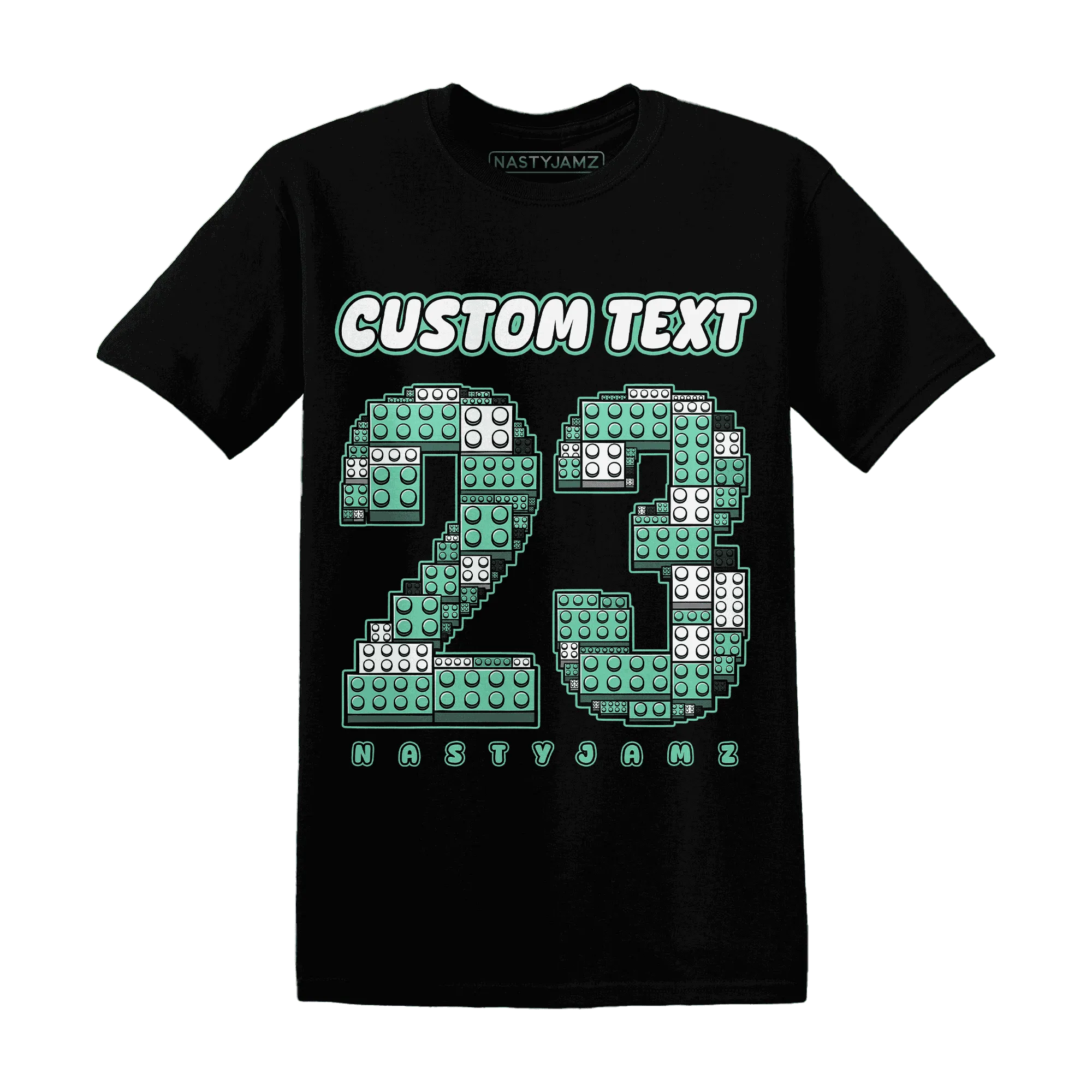 High-OG-Green-Glow-1s-T-Shirt-Match-Number-23-Lego