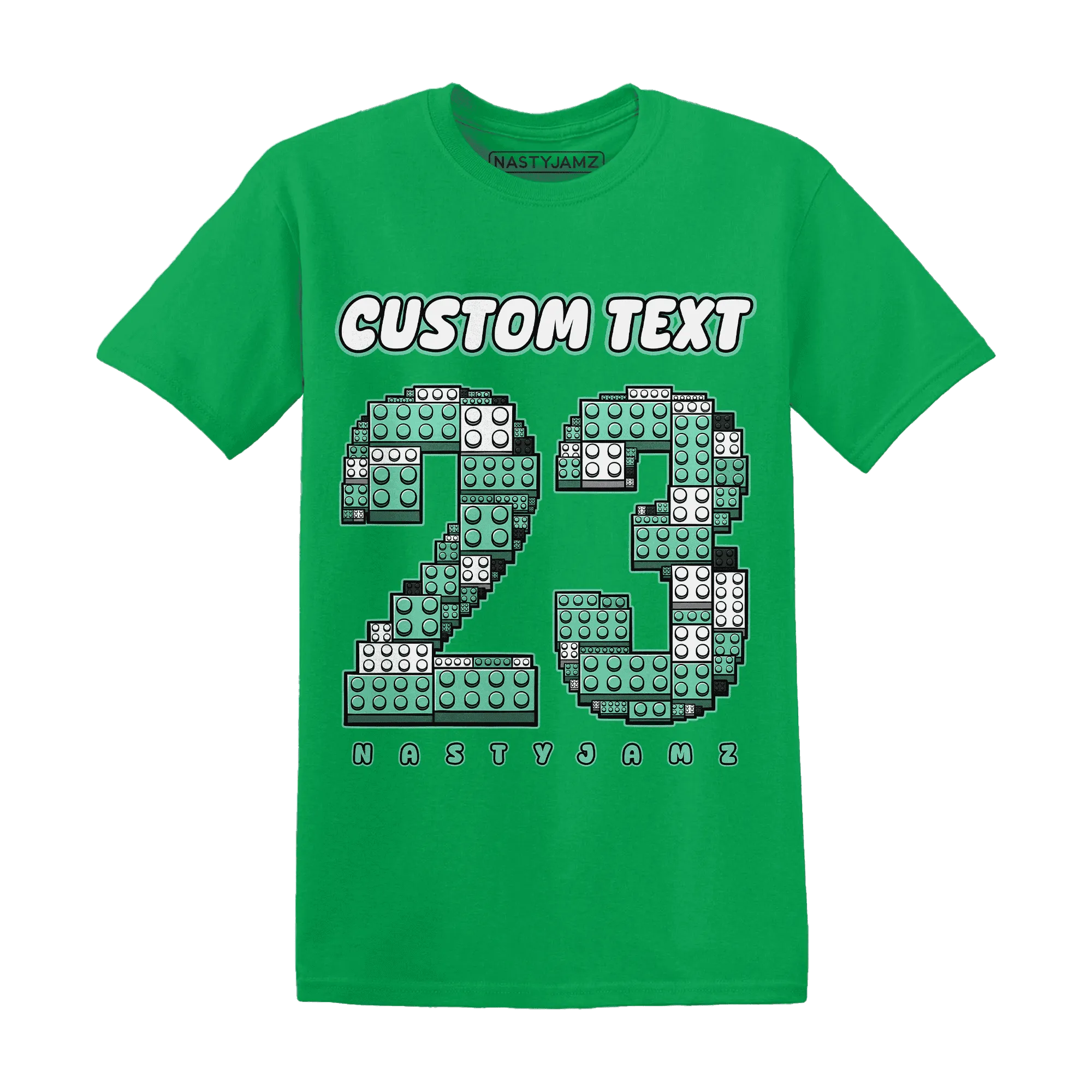 High-OG-Green-Glow-1s-T-Shirt-Match-Number-23-Lego