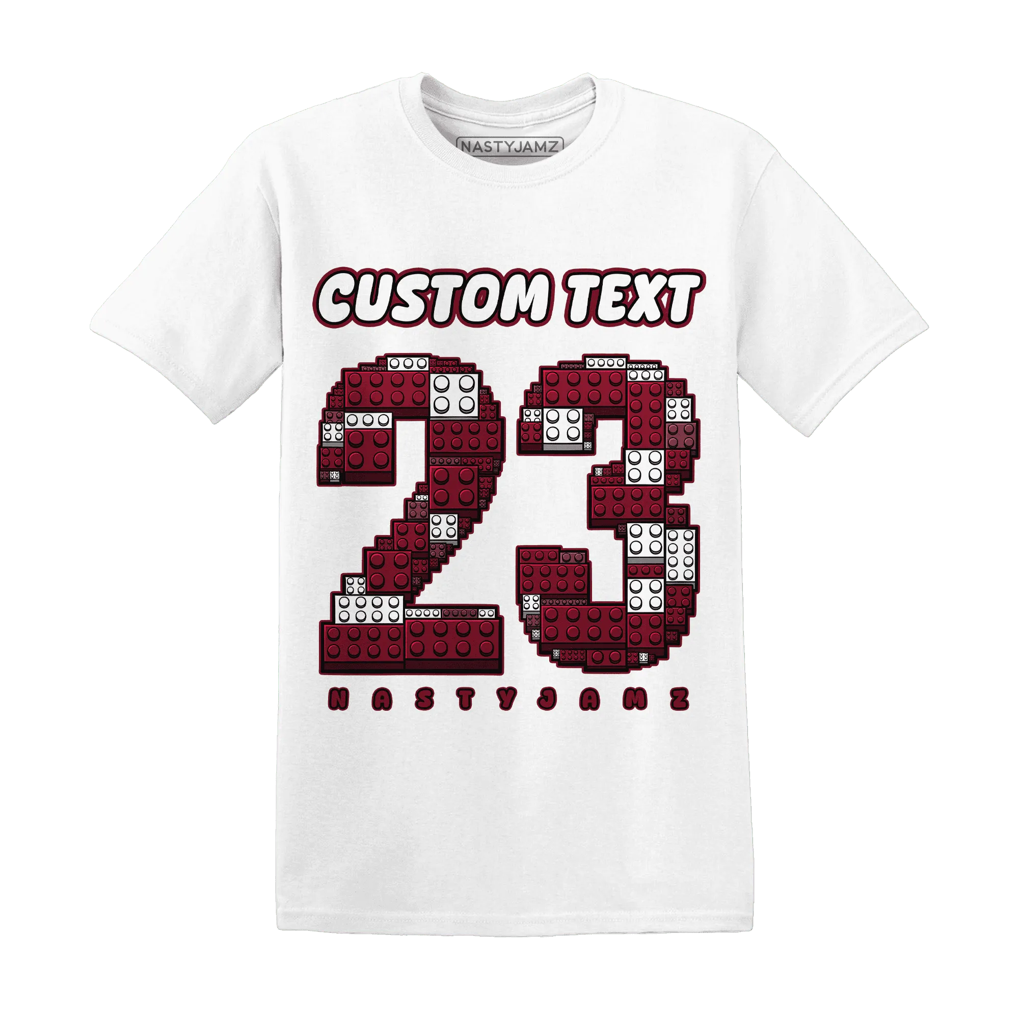 High-White-Team-Red-1s-T-Shirt-Match-Number-23-Lego