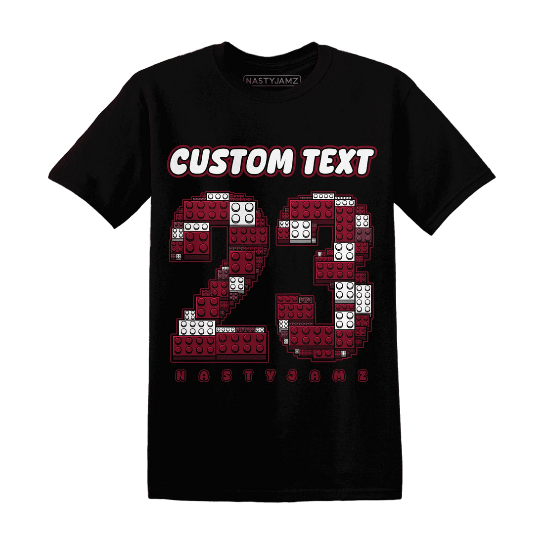 High-White-Team-Red-1s-T-Shirt-Match-Number-23-Lego