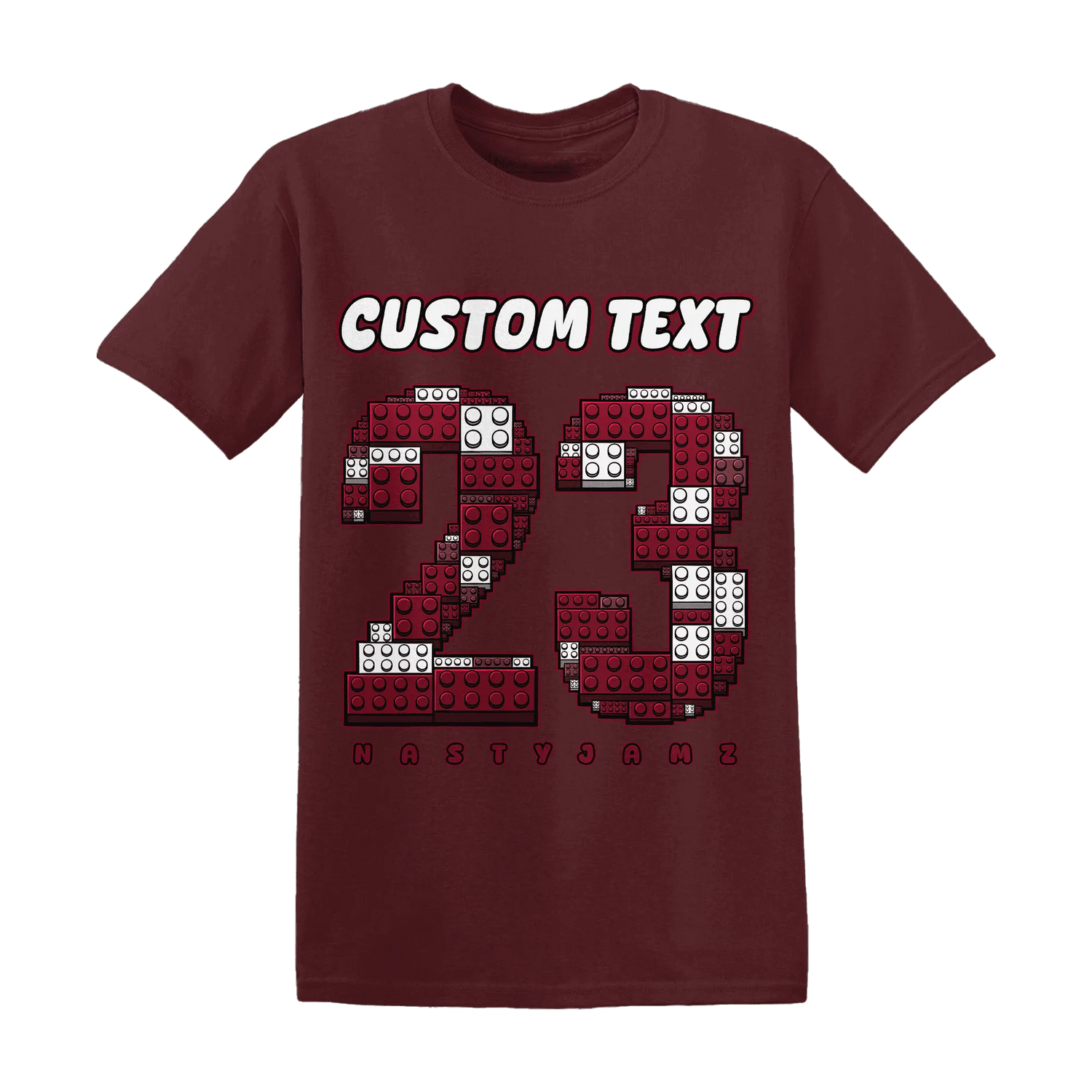 High-White-Team-Red-1s-T-Shirt-Match-Number-23-Lego