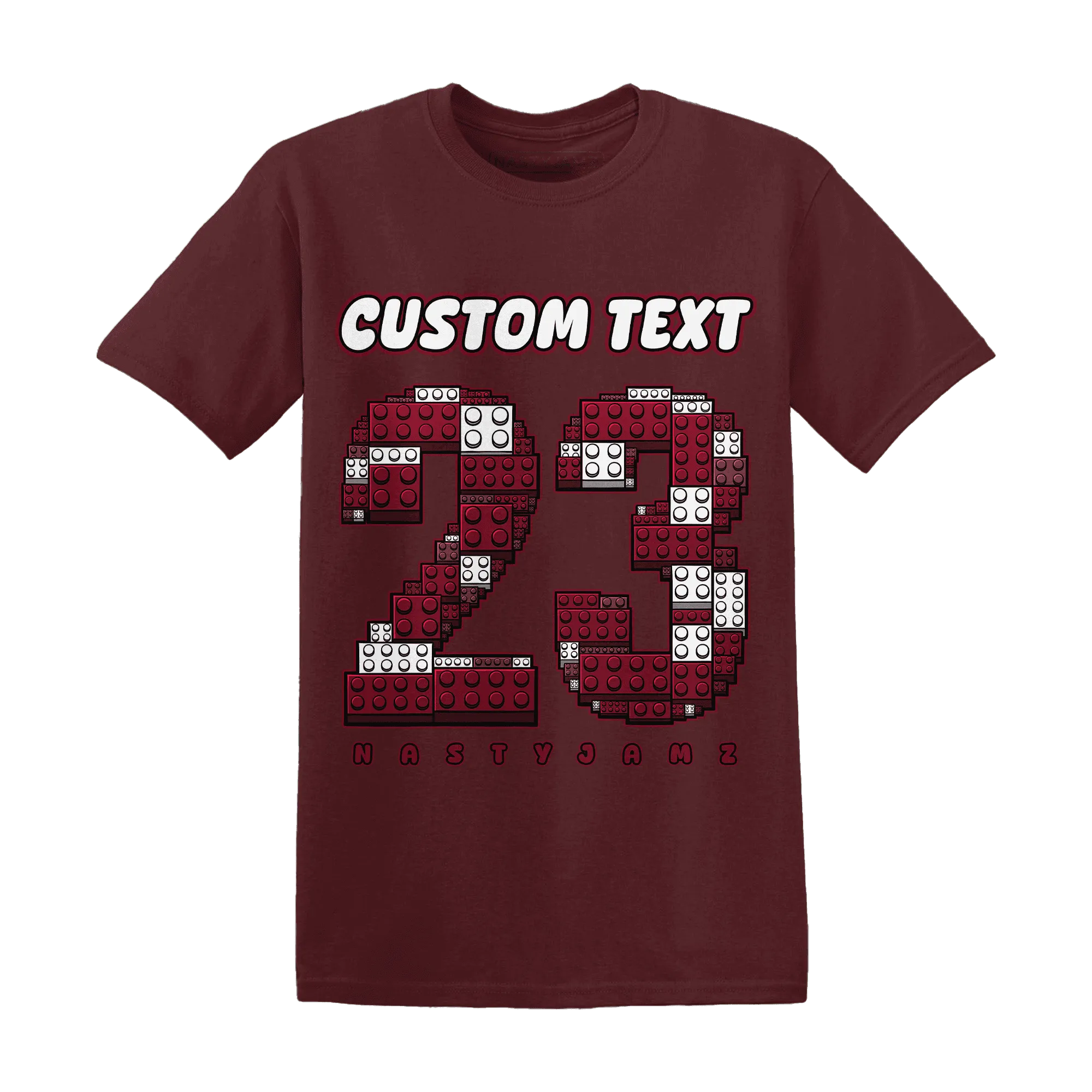 High-White-Team-Red-1s-T-Shirt-Match-Number-23-Lego