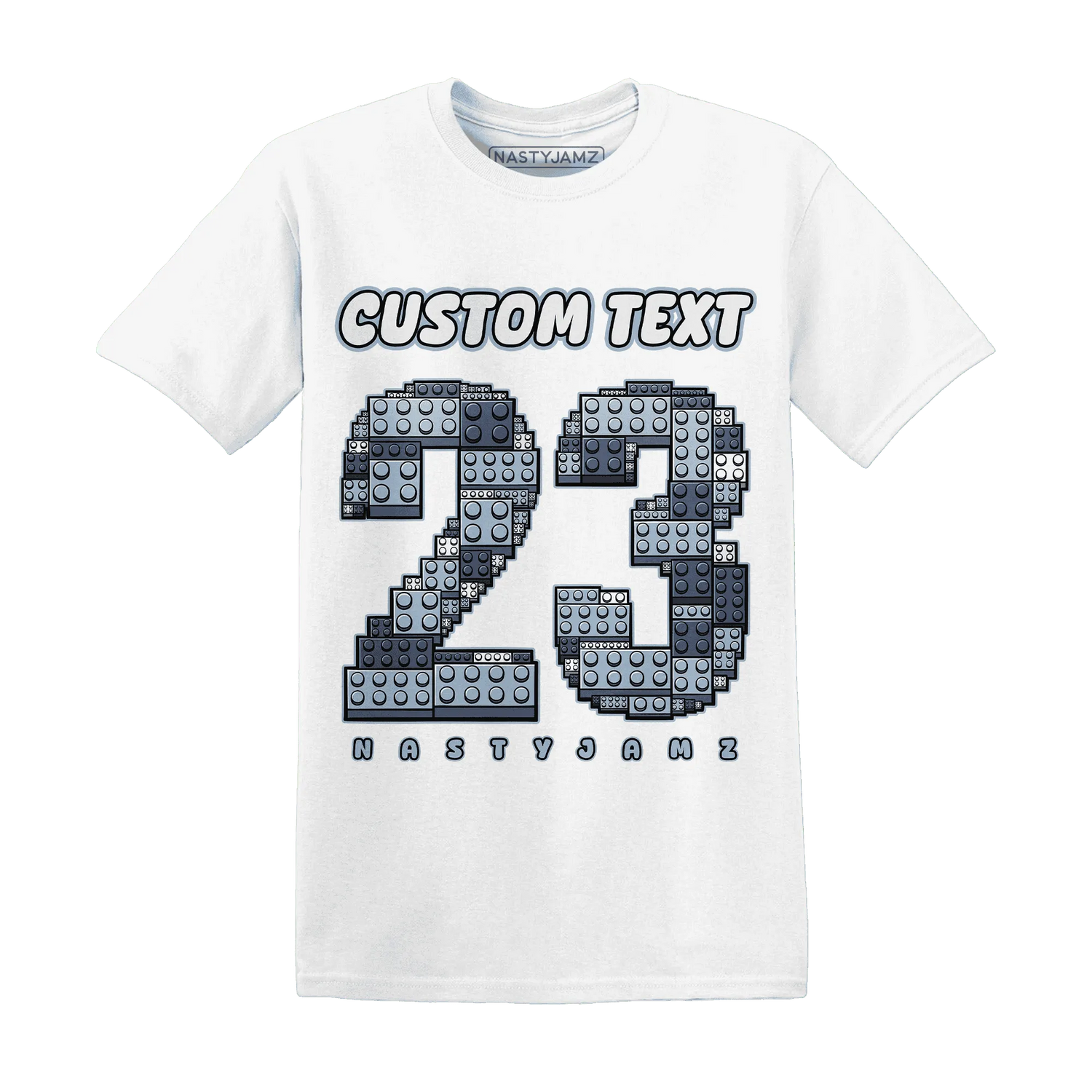 Mid-Diffused-Blue-Grey-1s-T-Shirt-Match-Number-23-Lego
