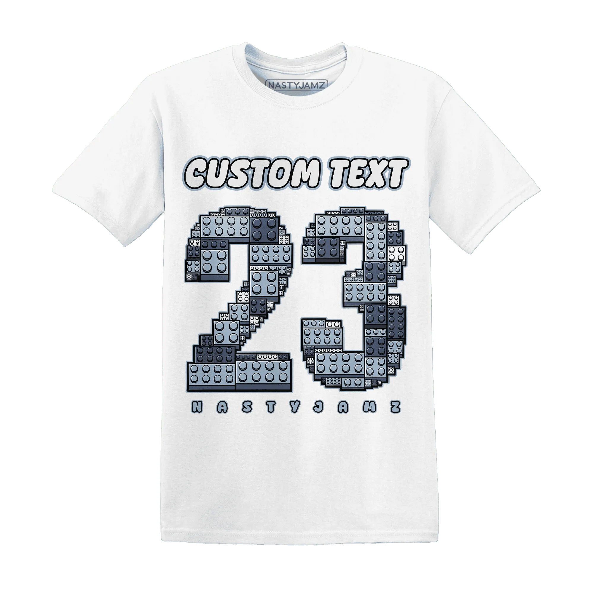 Mid-Diffused-Blue-Grey-1s-T-Shirt-Match-Number-23-Lego