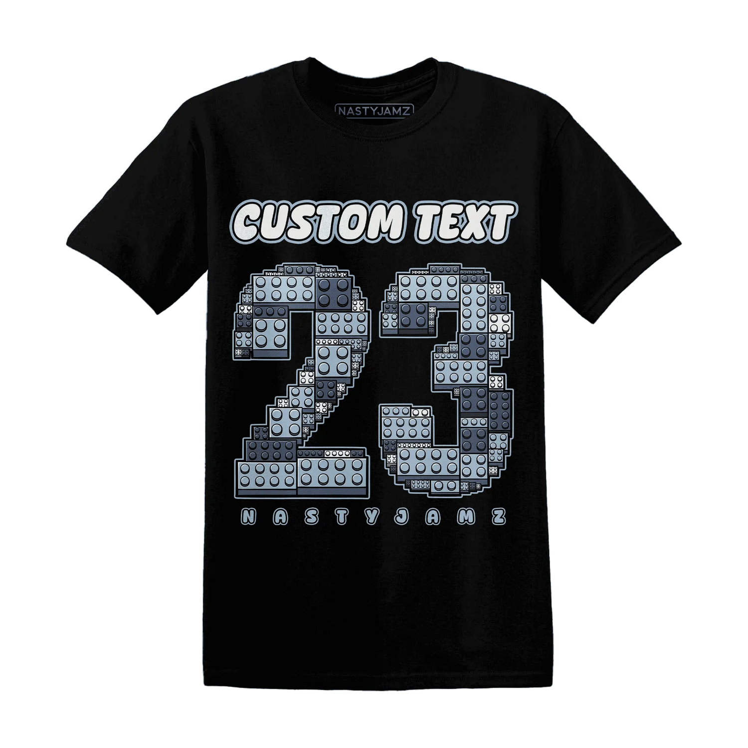 Mid-Diffused-Blue-Grey-1s-T-Shirt-Match-Number-23-Lego