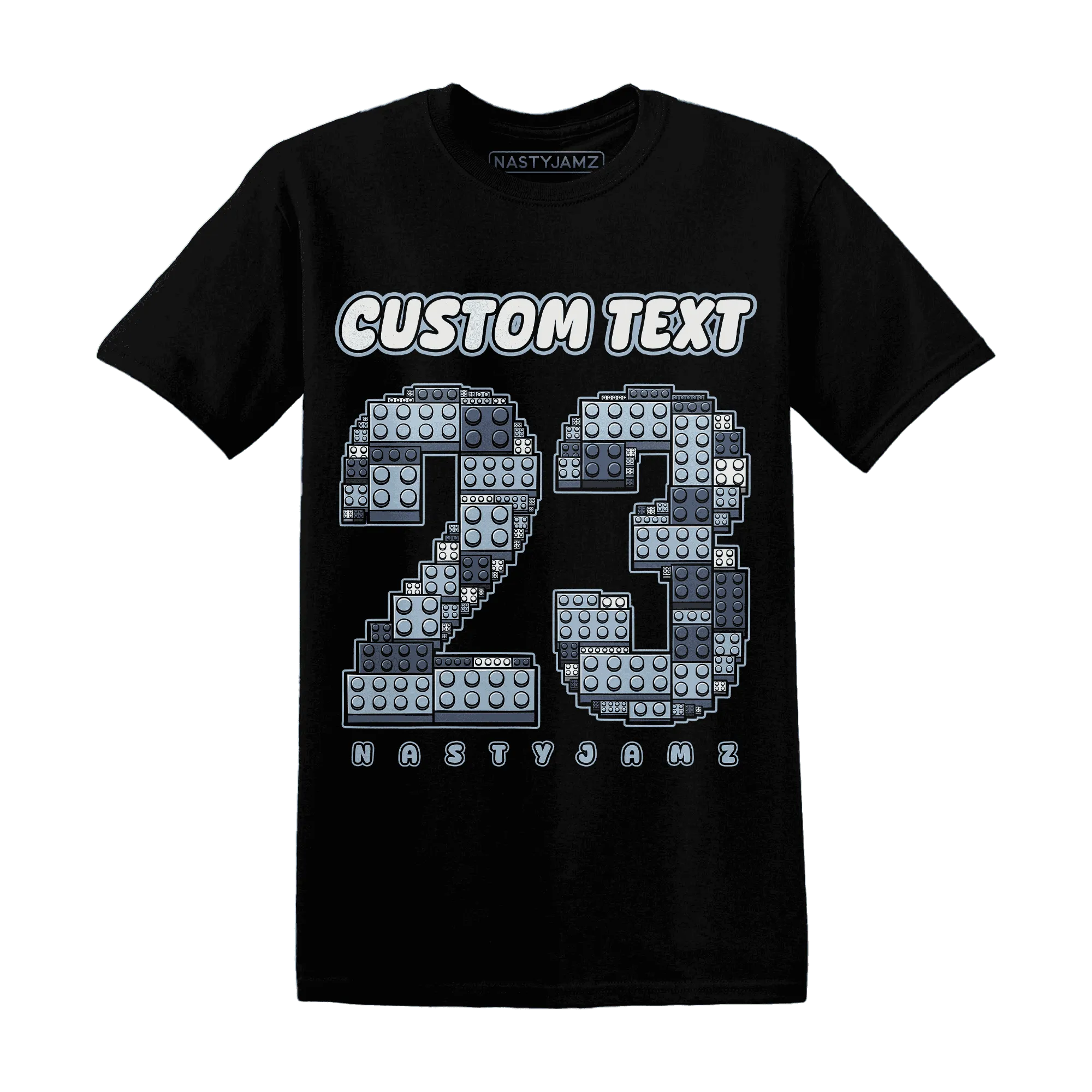 Mid-Diffused-Blue-Grey-1s-T-Shirt-Match-Number-23-Lego