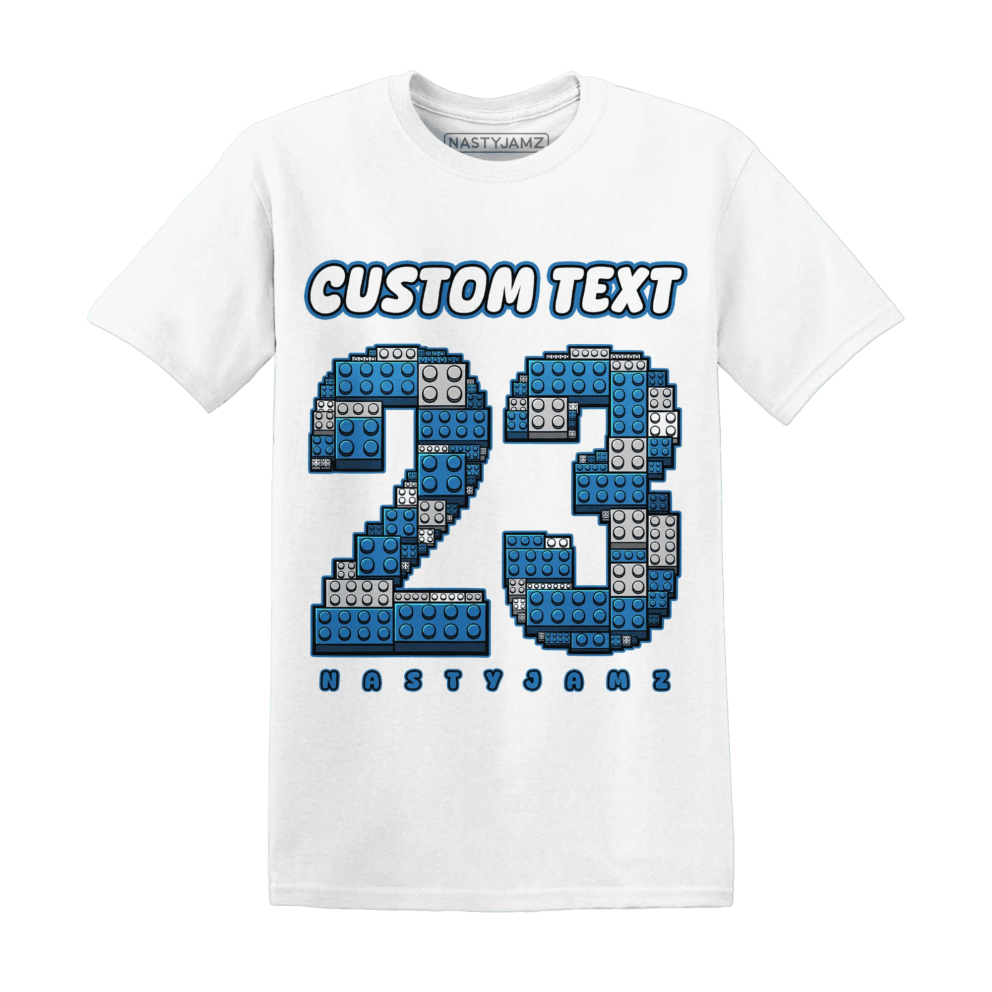 Industrial-Blue-4s-T-Shirt-Match-Number-23-Lego