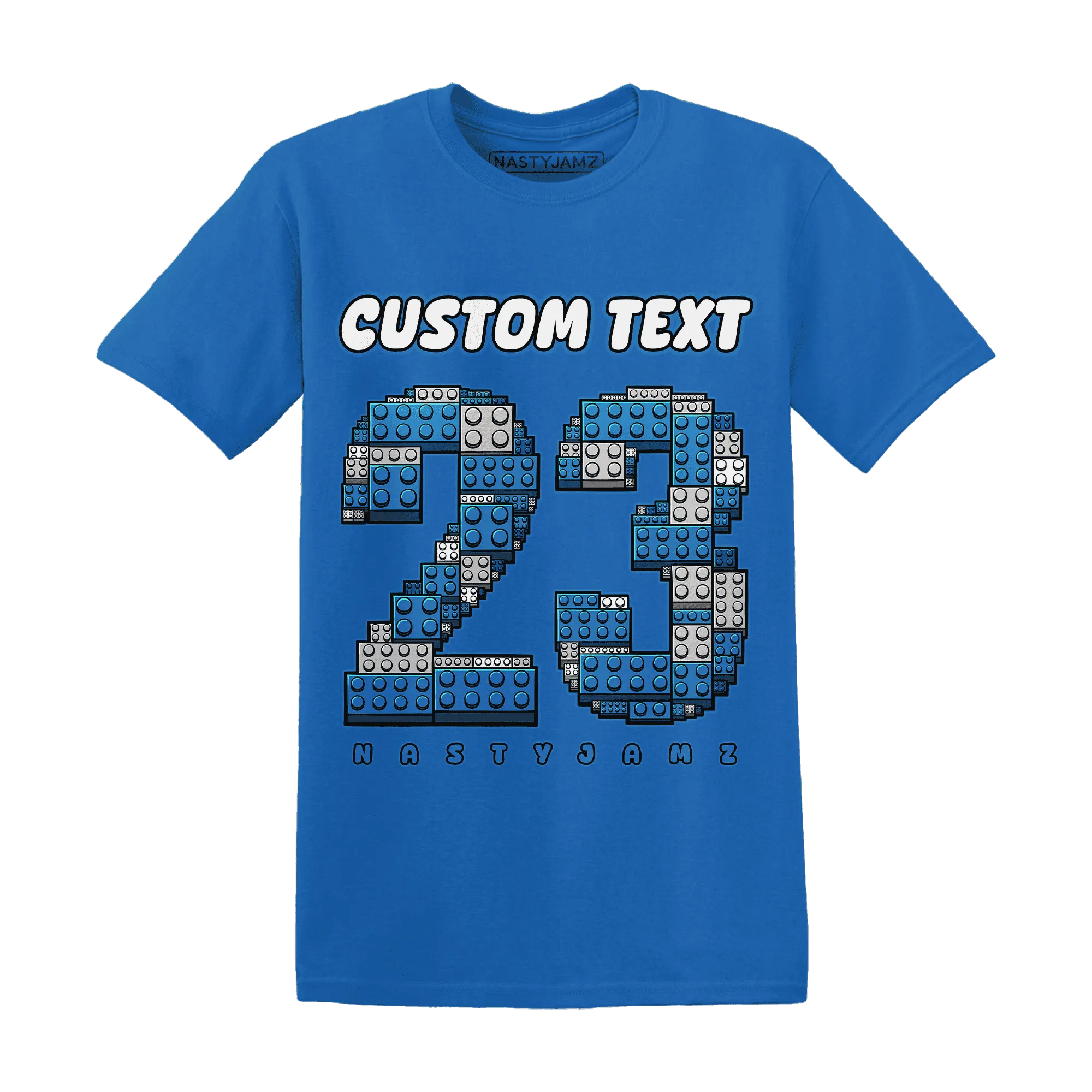 Industrial-Blue-4s-T-Shirt-Match-Number-23-Lego