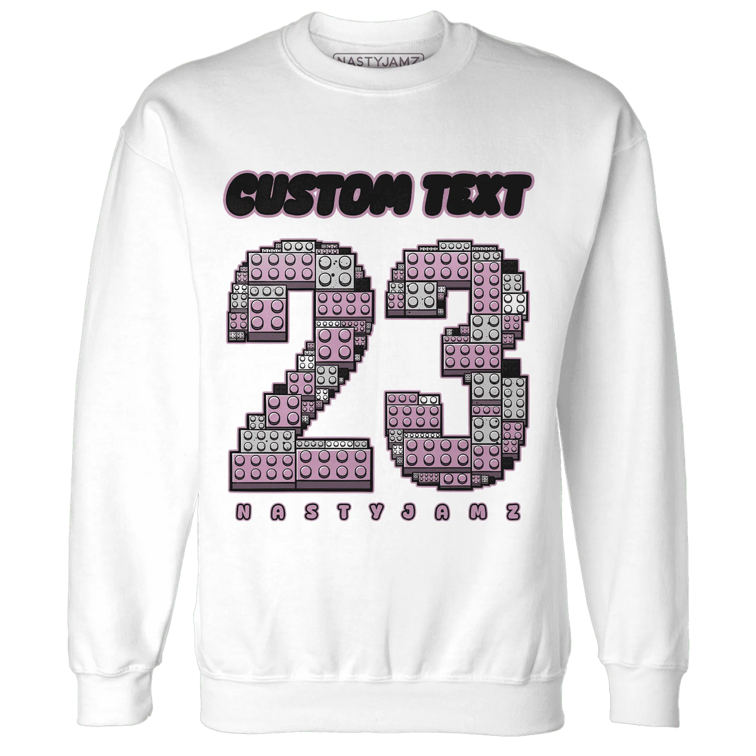 Orchid-Neutral-Grey-Black-White-4s-NastyJamz-Sweatshirt-Match-Number-23-Lego