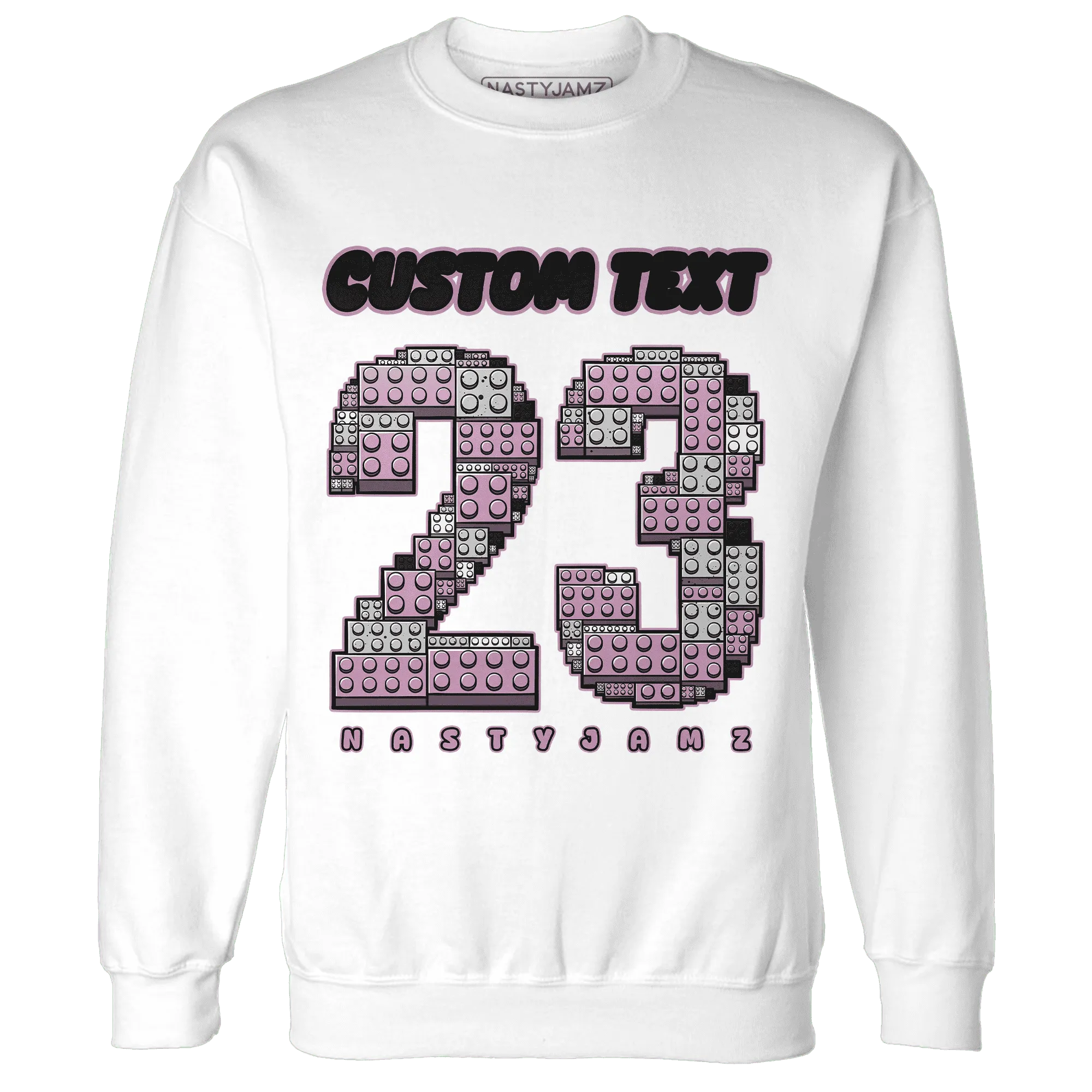 Orchid-Neutral-Grey-Black-White-4s-NastyJamz-Sweatshirt-Match-Number-23-Lego