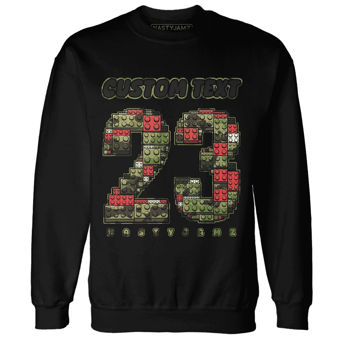 AM-90-Dark-Sage-Solar-Red-NastyJamz-Sweatshirt-Match-Number-23-Lego