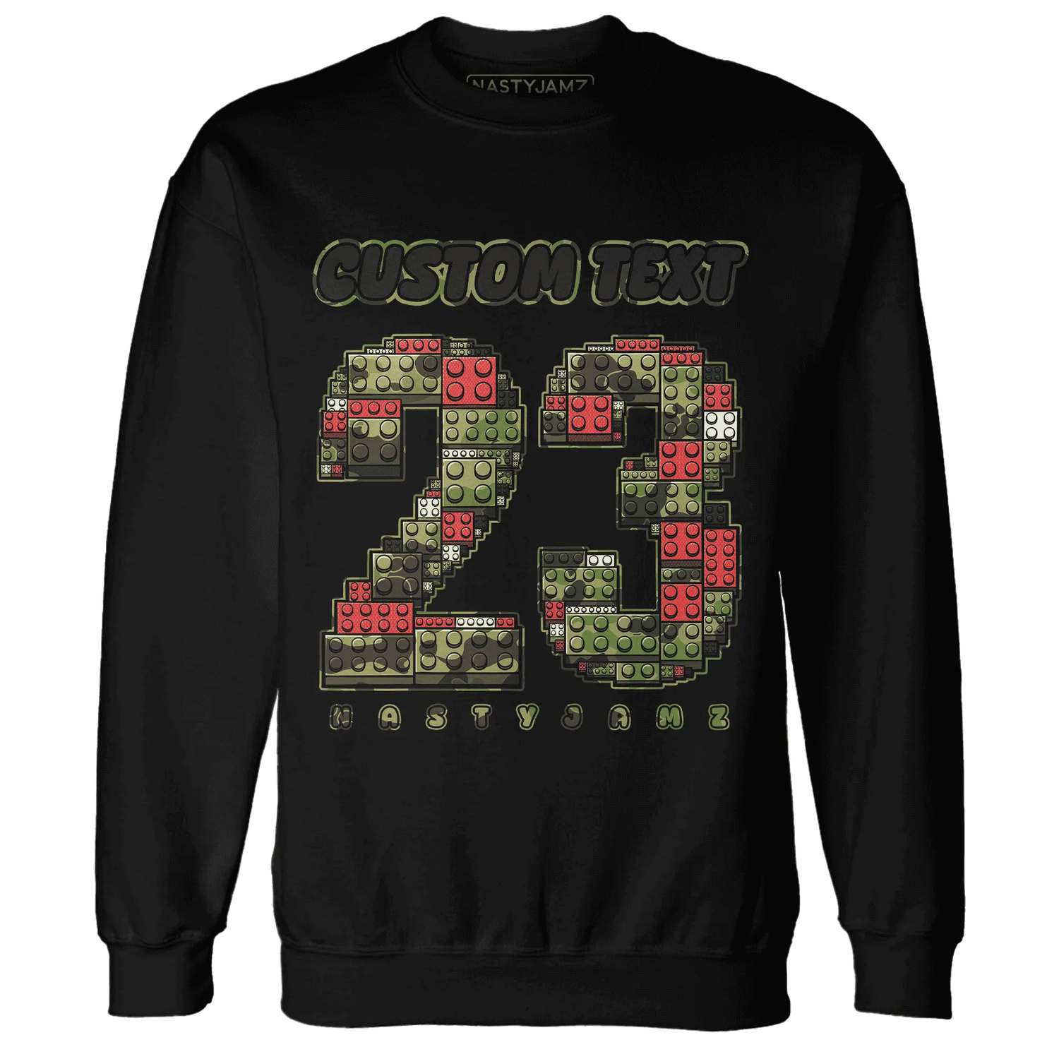 AM-90-Dark-Sage-Solar-Red-NastyJamz-Sweatshirt-Match-Number-23-Lego