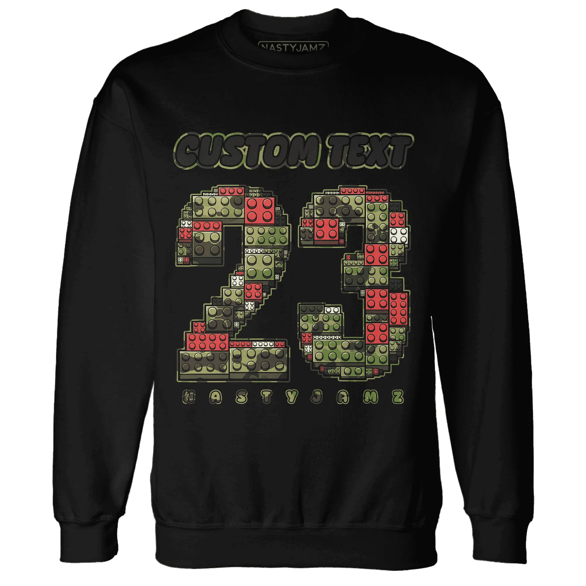 AM-90-Dark-Sage-Solar-Red-NastyJamz-Sweatshirt-Match-Number-23-Lego