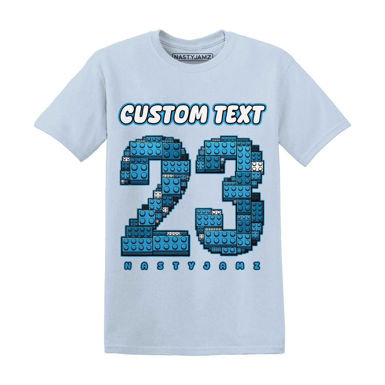 Powder-Blue-9s-T-Shirt-Match-Number-23-Lego