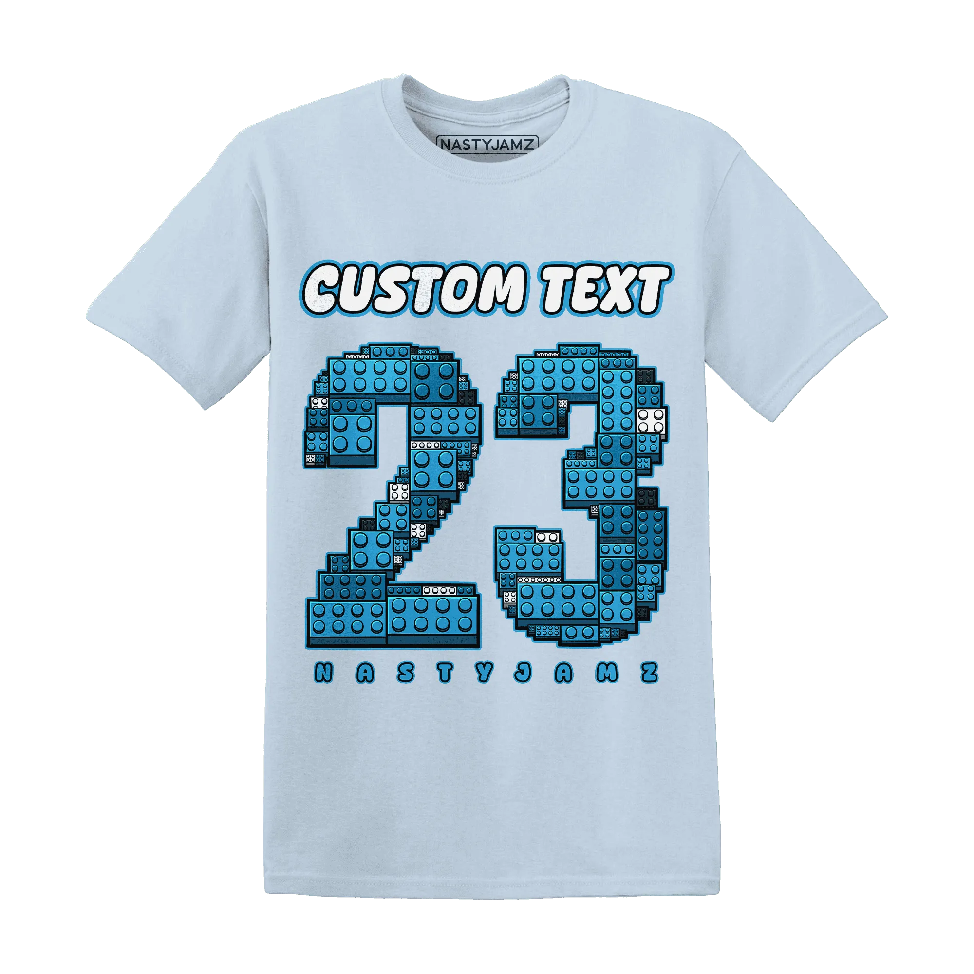 Powder-Blue-9s-T-Shirt-Match-Number-23-Lego
