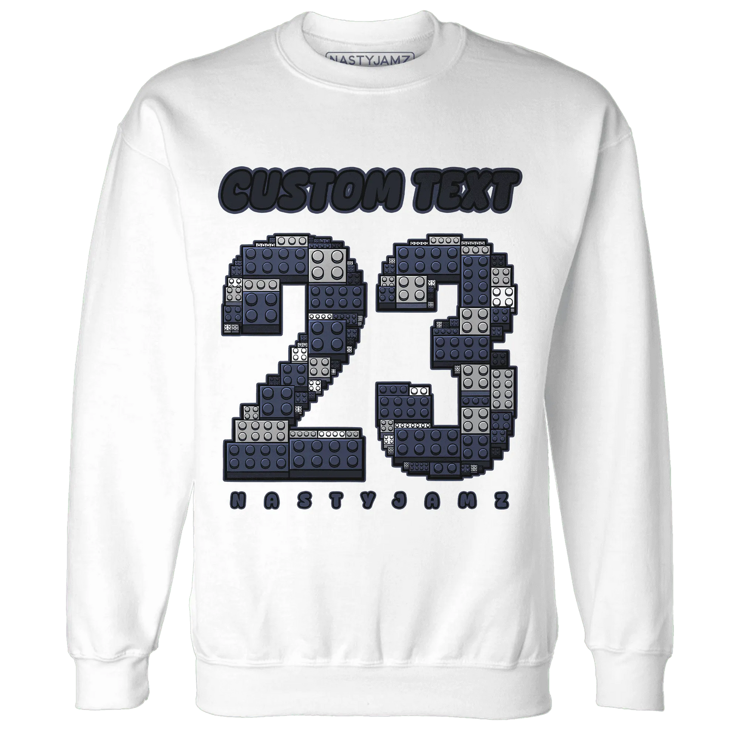 VaporMax-Plus-Midnight-Navy-White-Metallic-Silver-NastyJamz-Sweatshirt-Match-Number-23-Lego