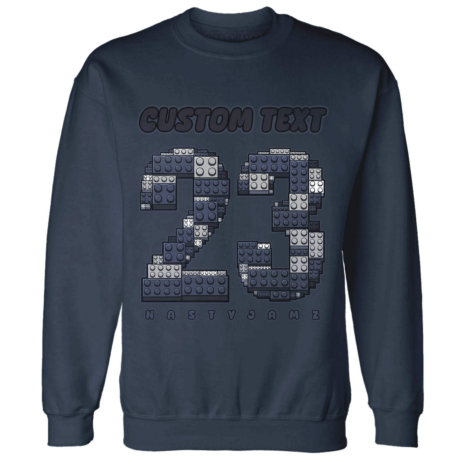 VaporMax-Plus-Midnight-Navy-White-Metallic-Silver-NastyJamz-Sweatshirt-Match-Number-23-Lego