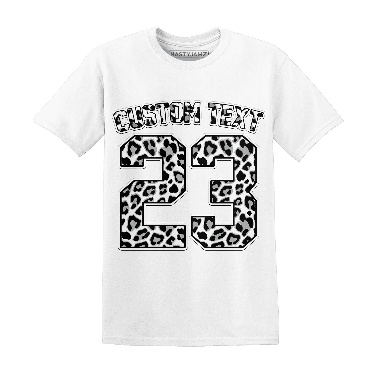 Wolf-Grey-1s-T-Shirt-Match-Number-23-Leopard-Custom-Text