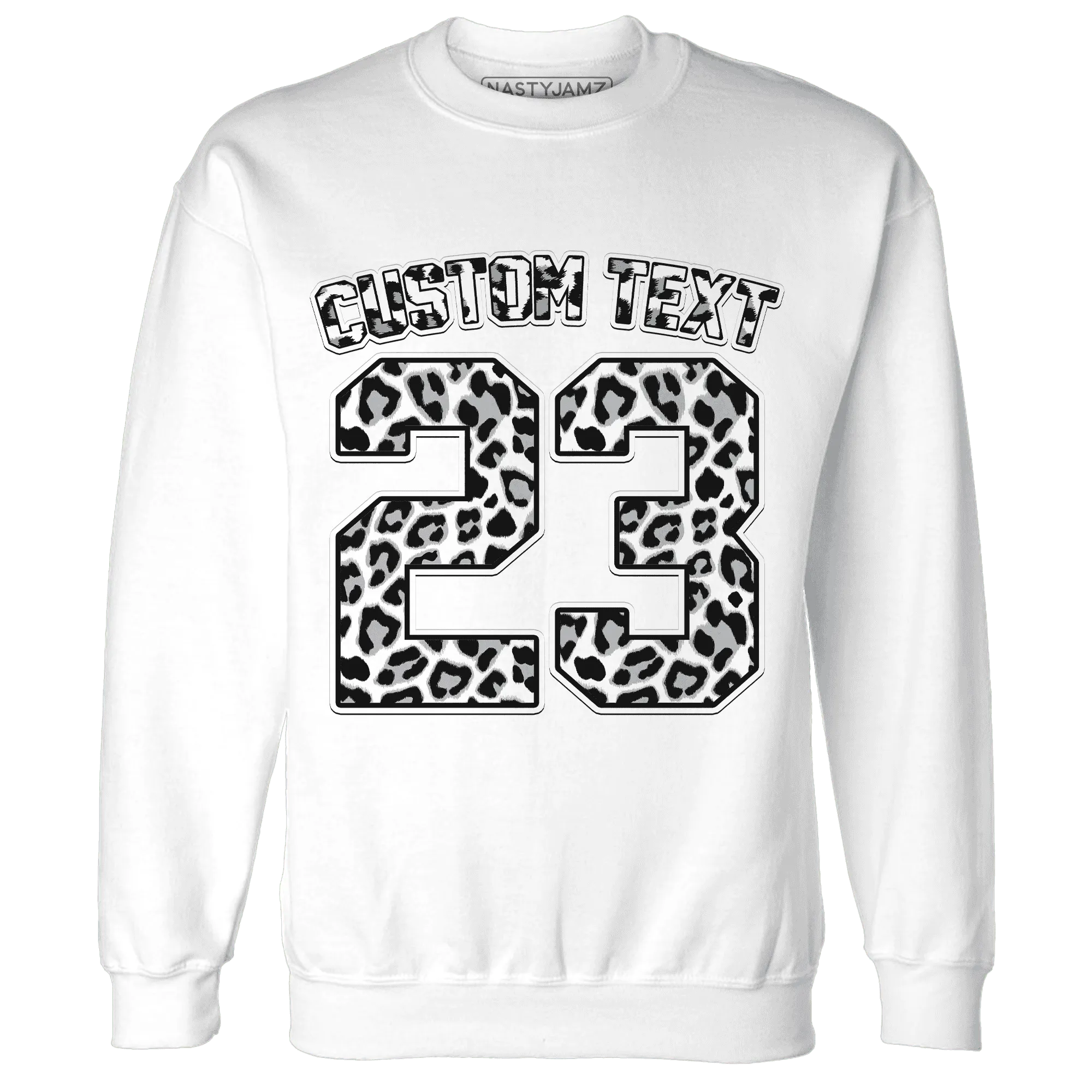 Wolf-Grey-1s-Sweatshirt-Match-Number-23-Leopard-Custom-Text