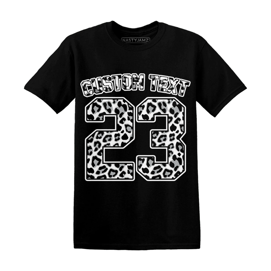 Wolf-Grey-1s-T-Shirt-Match-Number-23-Leopard-Custom-Text