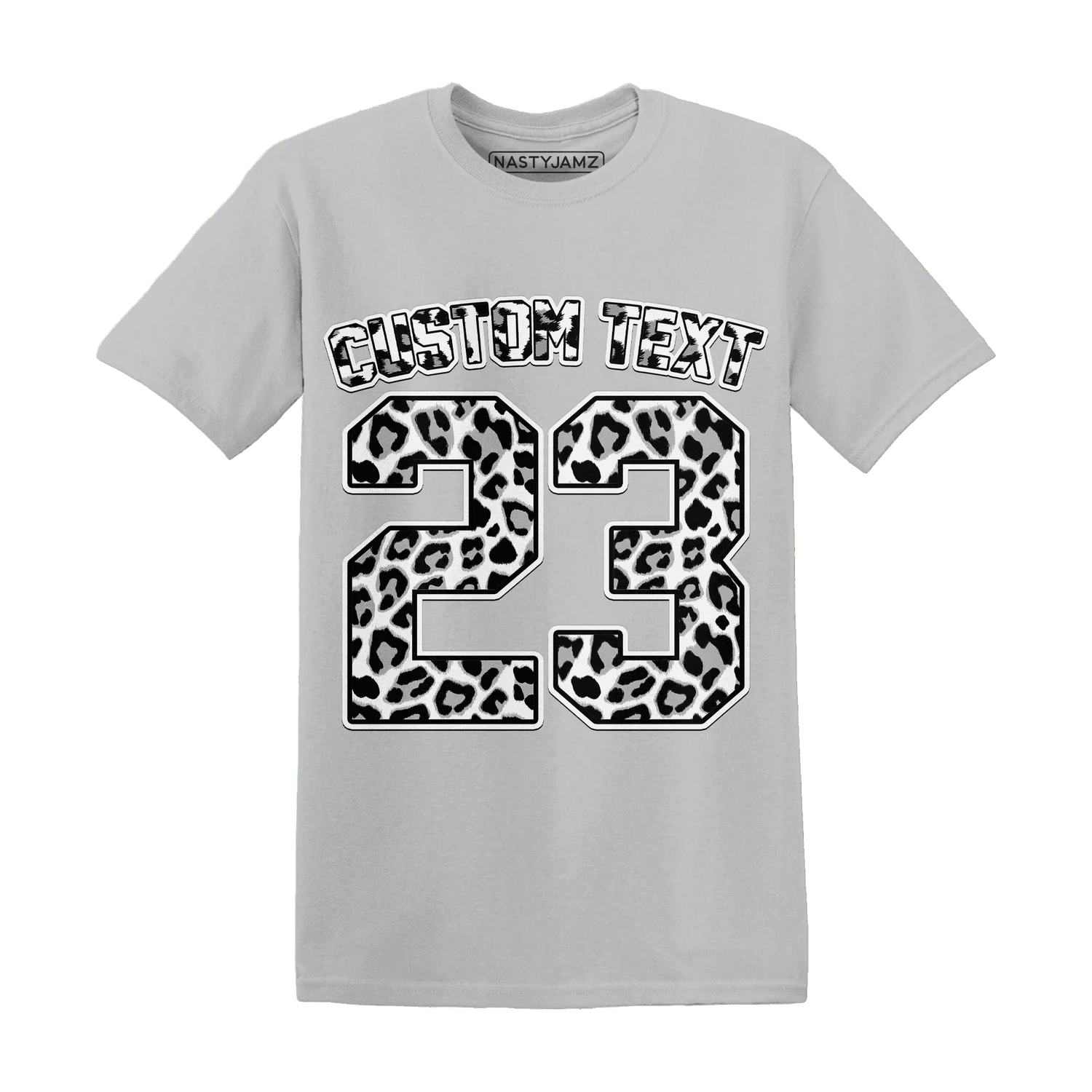 Wolf-Grey-1s-T-Shirt-Match-Number-23-Leopard-Custom-Text