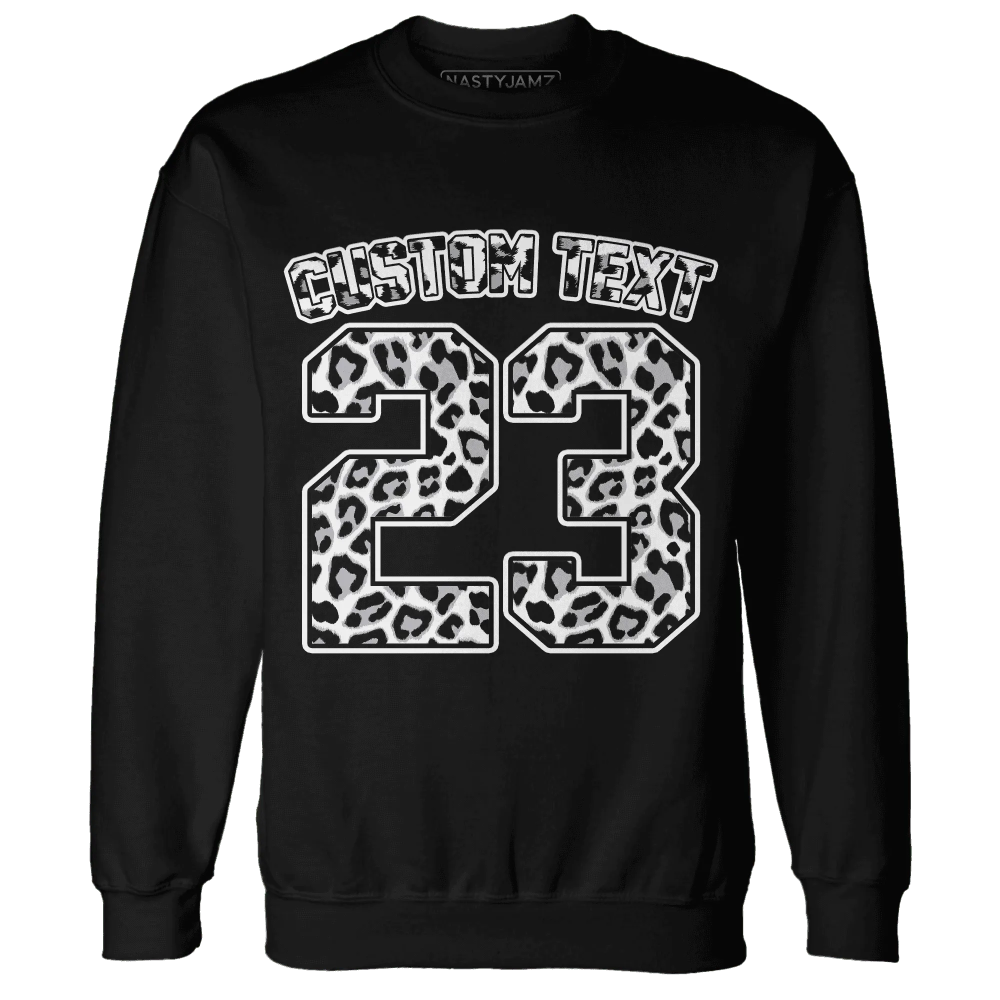 Cement-Grey-3s-Sweatshirt-Match-Number-23-Leopard-Custom-Text