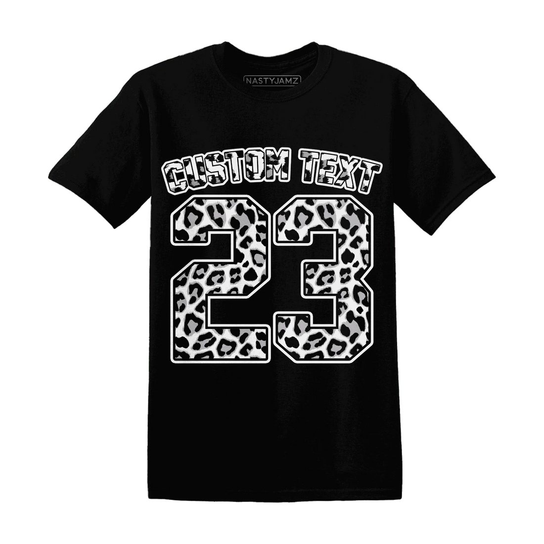 Cement-Grey-3s-T-Shirt-Match-Number-23-Leopard-Custom-Text