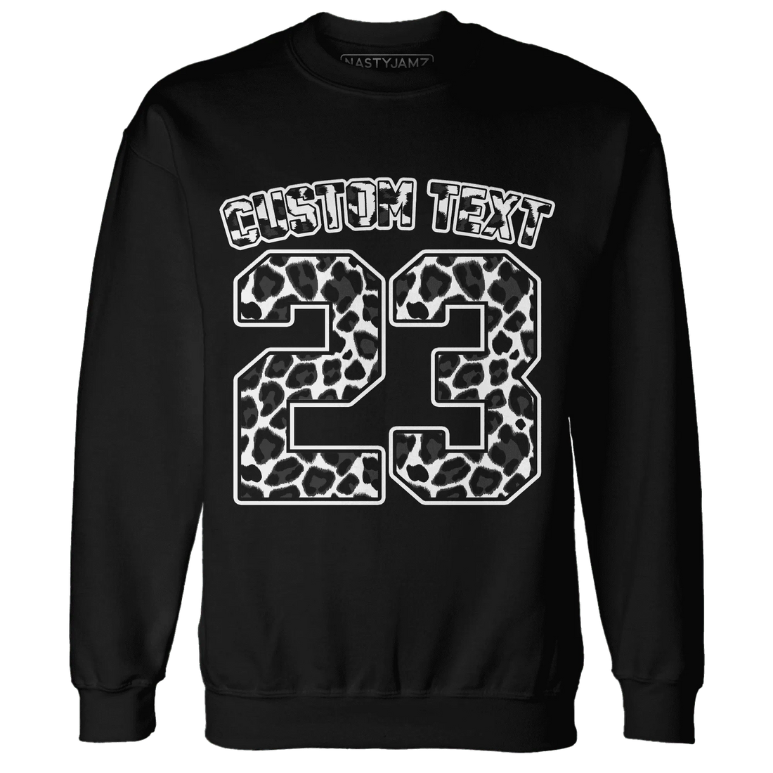White-Thunder-4s-Sweatshirt-Match-Number-23-Leopard-Custom-Text