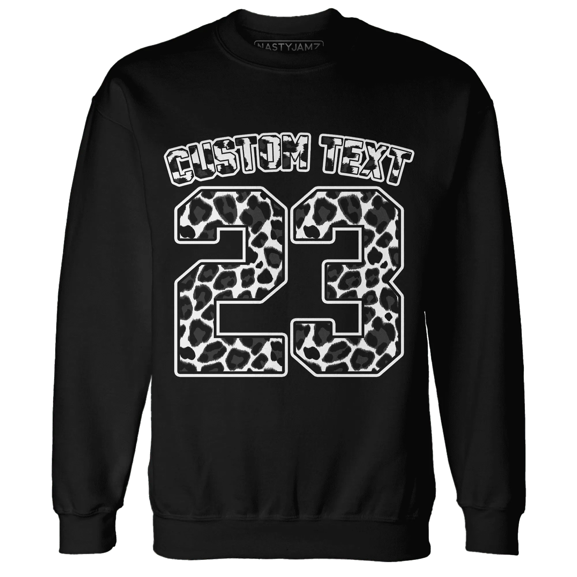White-Thunder-4s-Sweatshirt-Match-Number-23-Leopard-Custom-Text