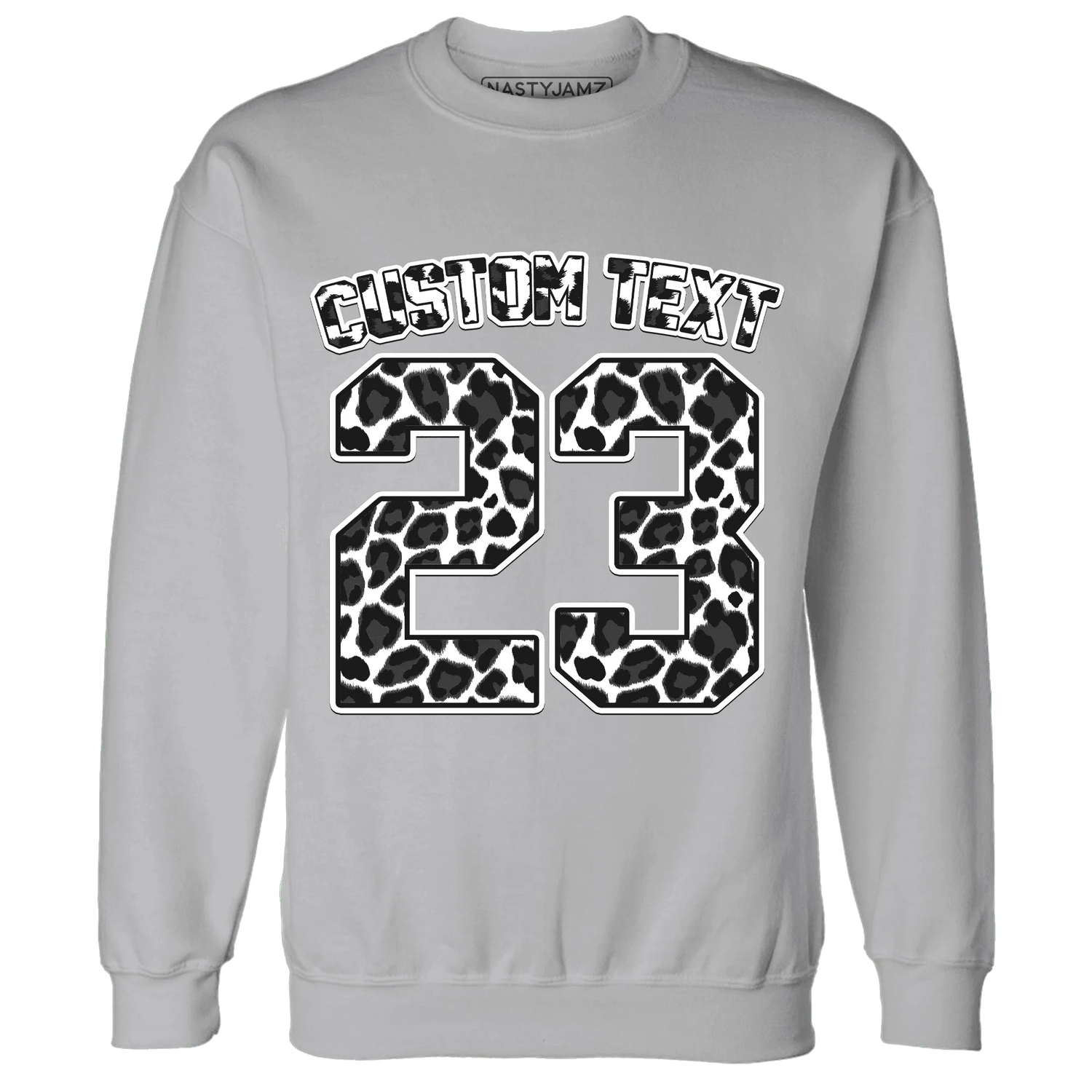White-Thunder-4s-Sweatshirt-Match-Number-23-Leopard-Custom-Text