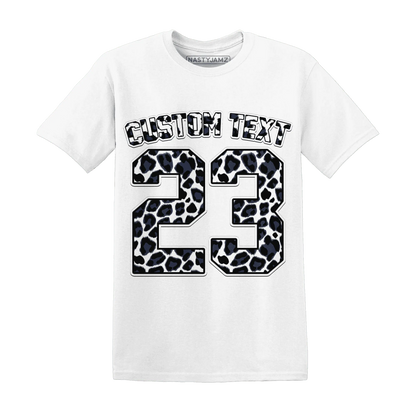 White-Navy-6s-T-Shirt-Match-Number-23-Leopard-Custom-Text