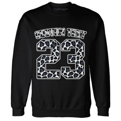 White-Navy-6s-Sweatshirt-Match-Number-23-Leopard-Custom-Text