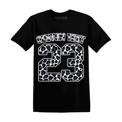 White-Navy-6s-T-Shirt-Match-Number-23-Leopard-Custom-Text