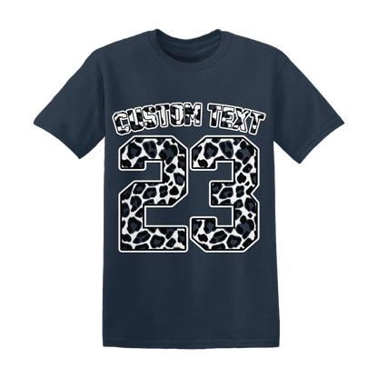 White-Navy-6s-T-Shirt-Match-Number-23-Leopard-Custom-Text