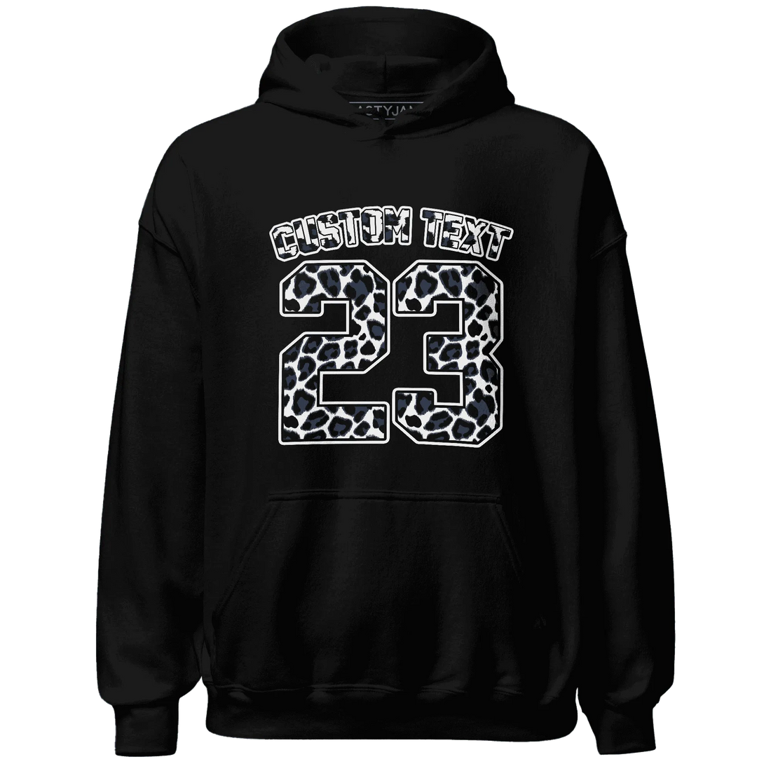 White-Navy-6s-Hoodie-Match-Number-23-Leopard-Custom-Text